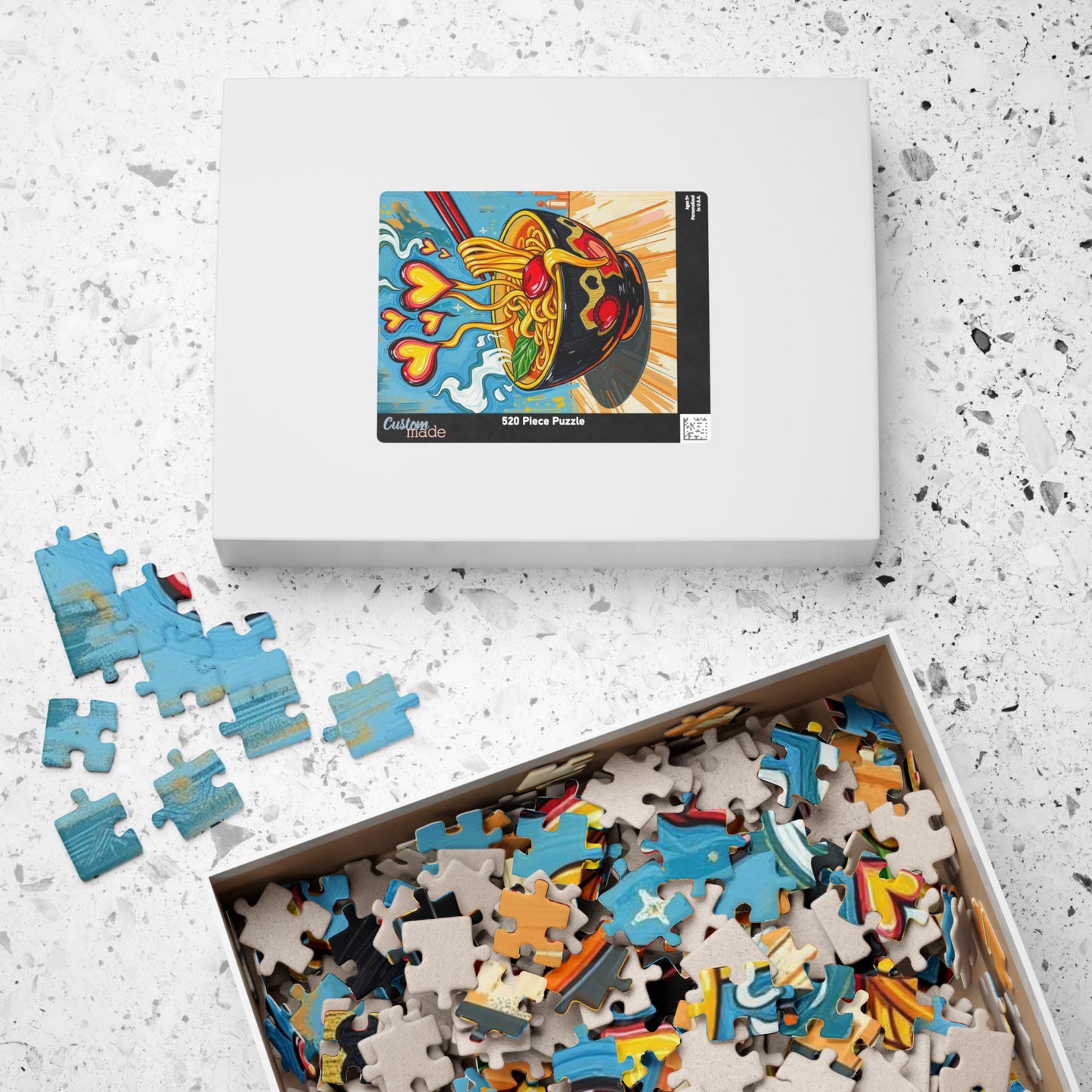 Heartfelt Noodle Puzzle, 110-1014 Piece Pop Art Jigsaw Puzzle for Fun Family Game, Cozy Night In, Unique Gift Idea for Holiday Birthday Puzzle The Puzzle Chest