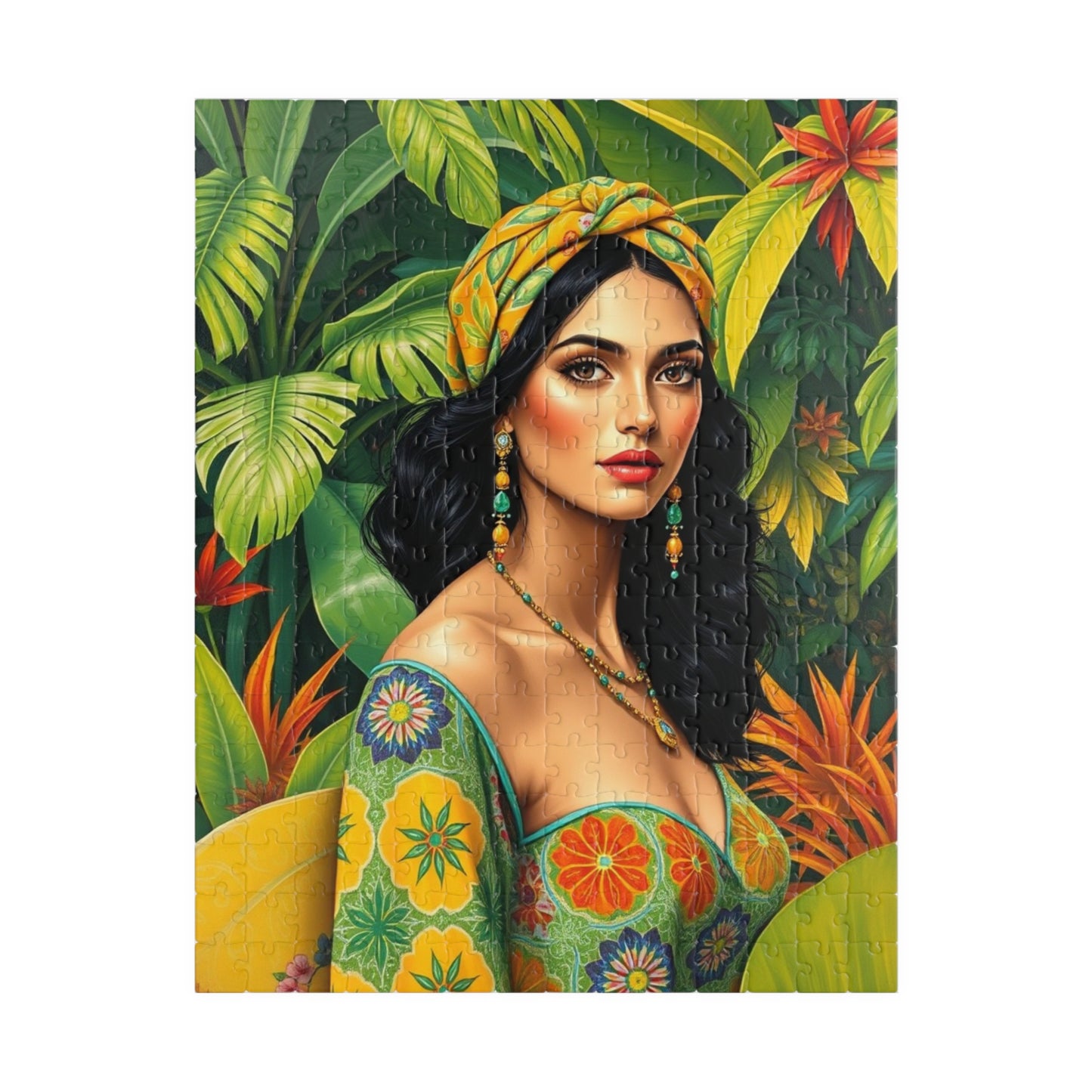 Tropical Vibes Puzzle - Woman Portrait, 110-1014 Piece Jigsaw Game for Relaxation, Thoughtful Gift for Adults, Home Entertainment 252 pcs (Vertical) Puzzle The Puzzle Chest