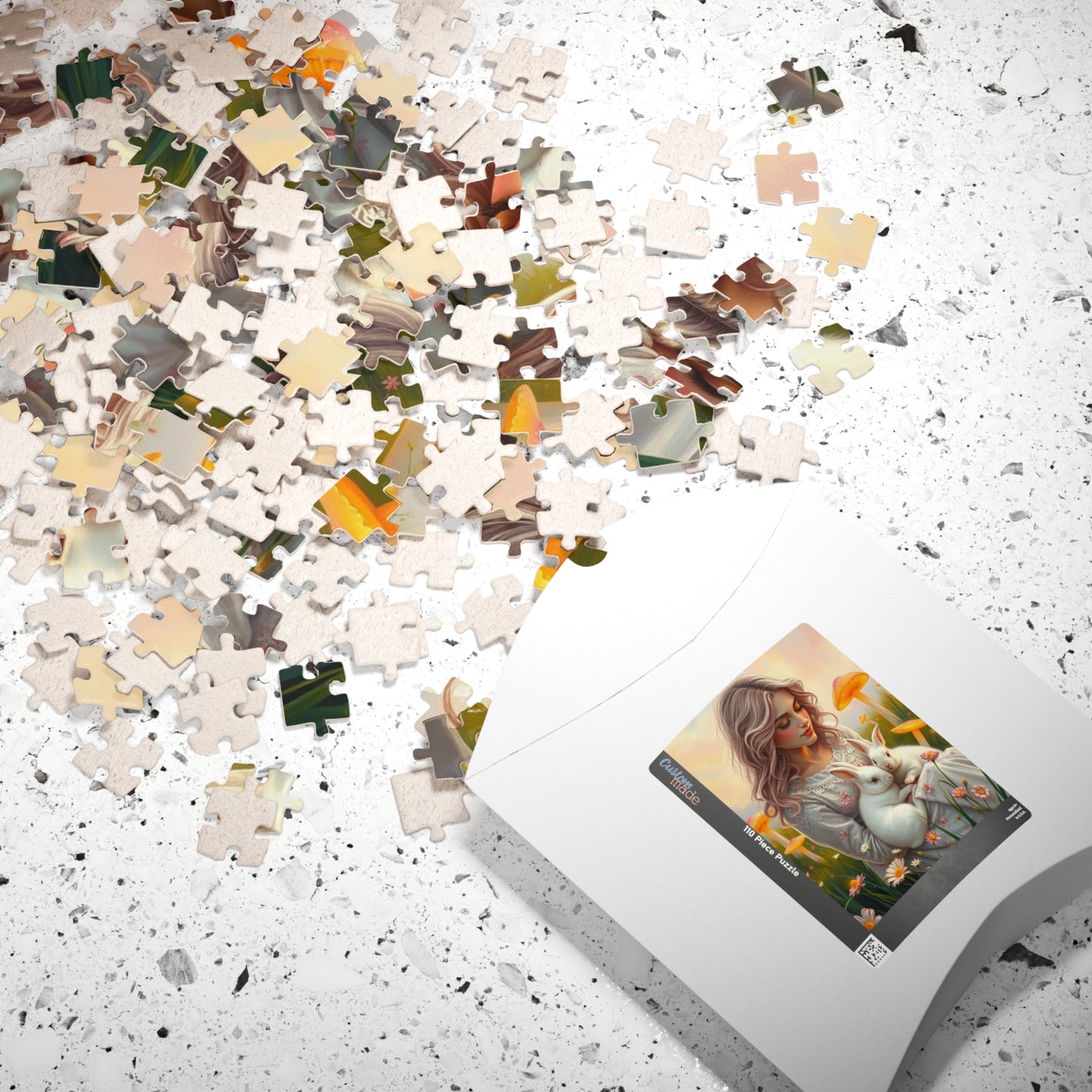 Whimsical Bunny Jigsaw Puzzle, Woman in Nature Theme, Puzzle Lover Gift for Friend Family Game Night or Solo Fun, Rabbit Art Animal Artwork Puzzle The Puzzle Chest