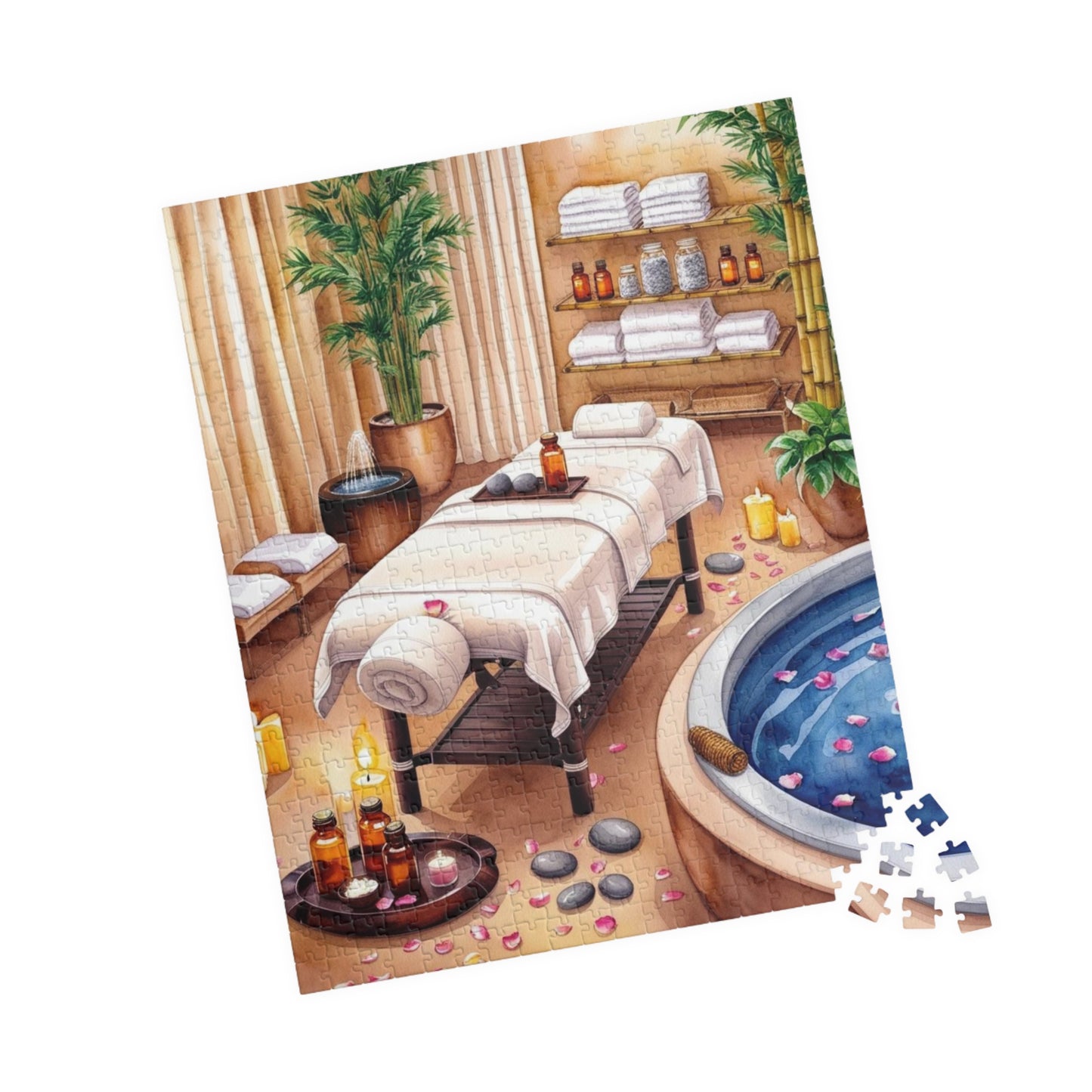 Relaxing Spa Retreat Puzzle, Serene Wellness Escape Scene Adult Jigsaw Game, Solo Fun or Family Entertainment, Mindful Puzzle Lover Gift Puzzle The Puzzle Chest