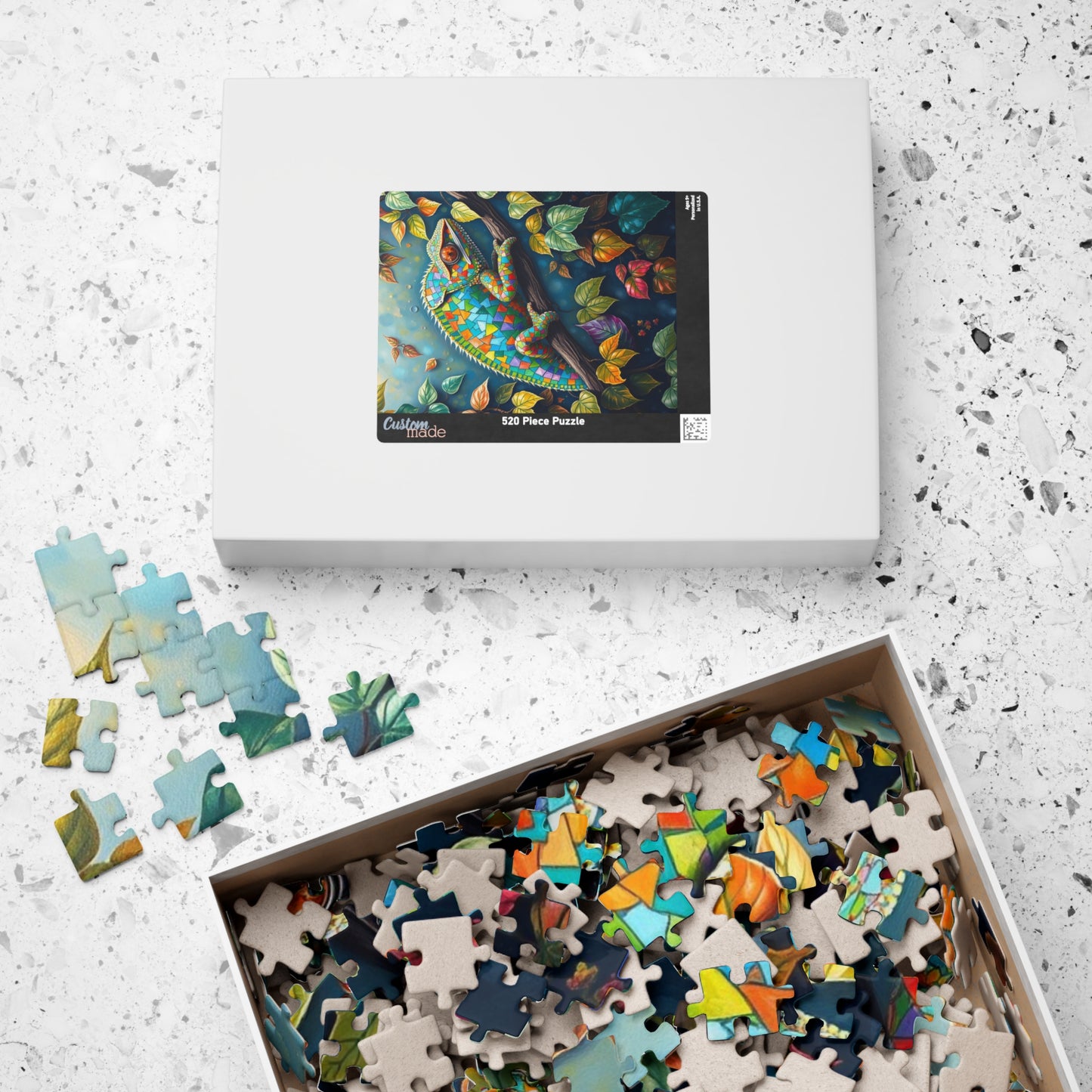 Jigsaw Puzzle, Mosaic Chameleon Camouflaged on Branch, Rich Leaves and Vines, Giftable Game for Adults, Fun Family Activity, Brain Teaser Puzzle The Puzzle Chest