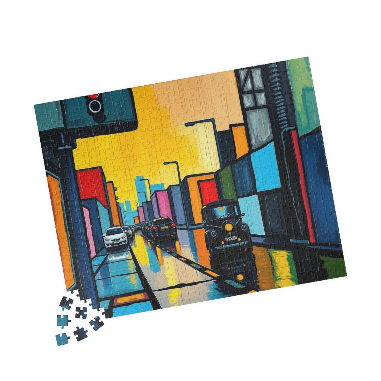 Colorful Cityscape Puzzle - Abstract Art, Jigsaw Game for Adults, Gift for Friends, Family Fun, Mindfulness Activity, Brain Teaser Puzzle The Puzzle Chest