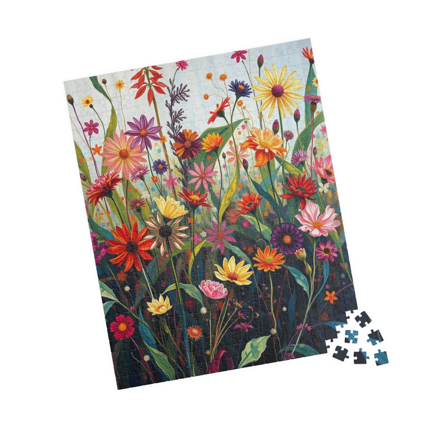 Floral Wildflower Jigsaw Puzzle, Vibrant Garden Scene, Family Activity, Gift for Flower Lover, Home Entertainment Mindfulness Hobby Puzzle The Puzzle Chest