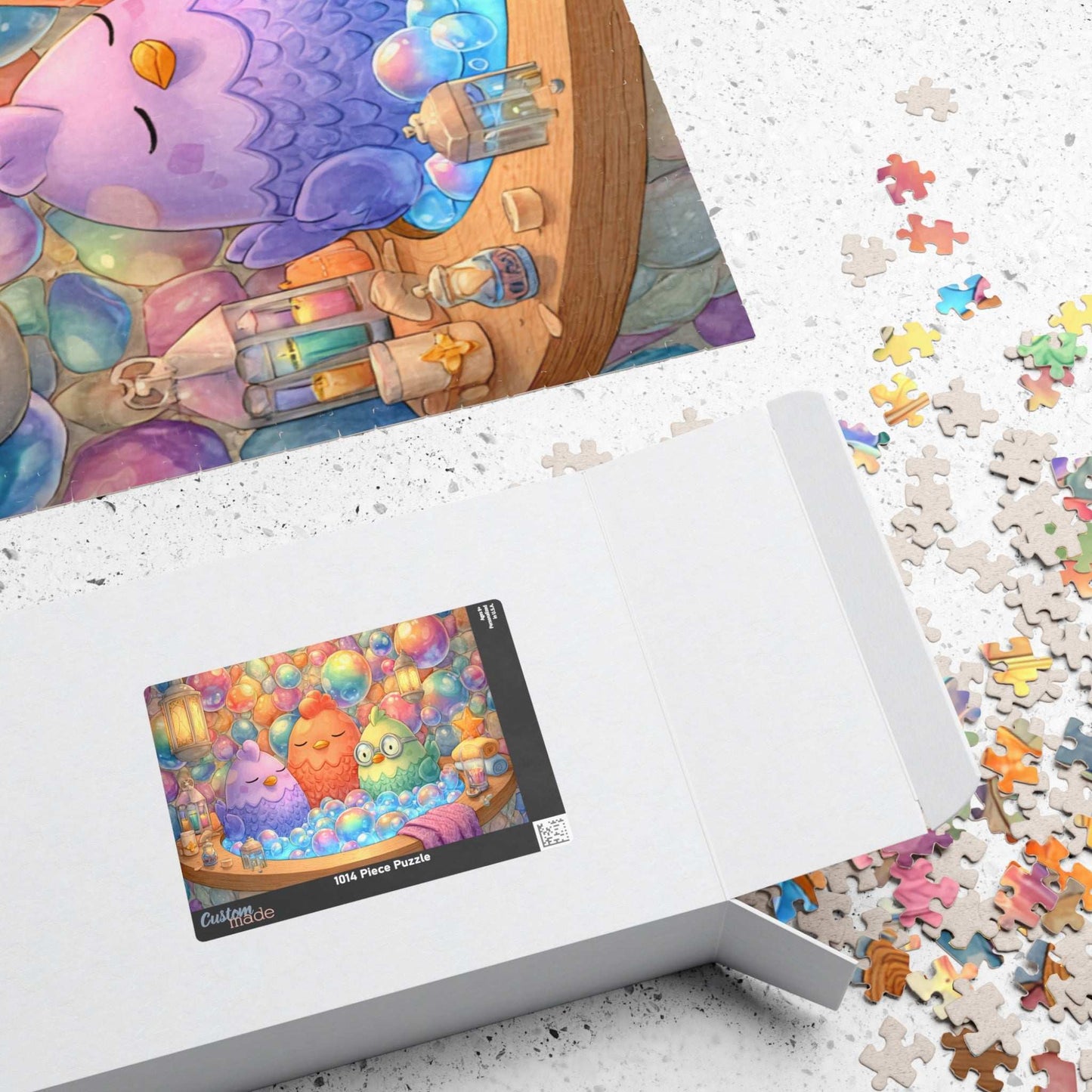 Pastel Bubble Chicken Puzzle – Whimsical Chickens in Rainbow Bubble Bath, Fairy-Tale Farm Animal Jigsaw Puzzle Puzzle The Puzzle Chest