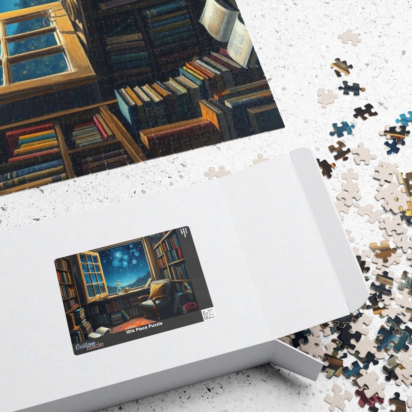 Cozy Library Jigsaw Puzzle - Starry Night Sky, Book Lover Gift, Educational Game, Mindfulness Activity, Literary Scene, Ideal for Family Fun Puzzle The Puzzle Chest