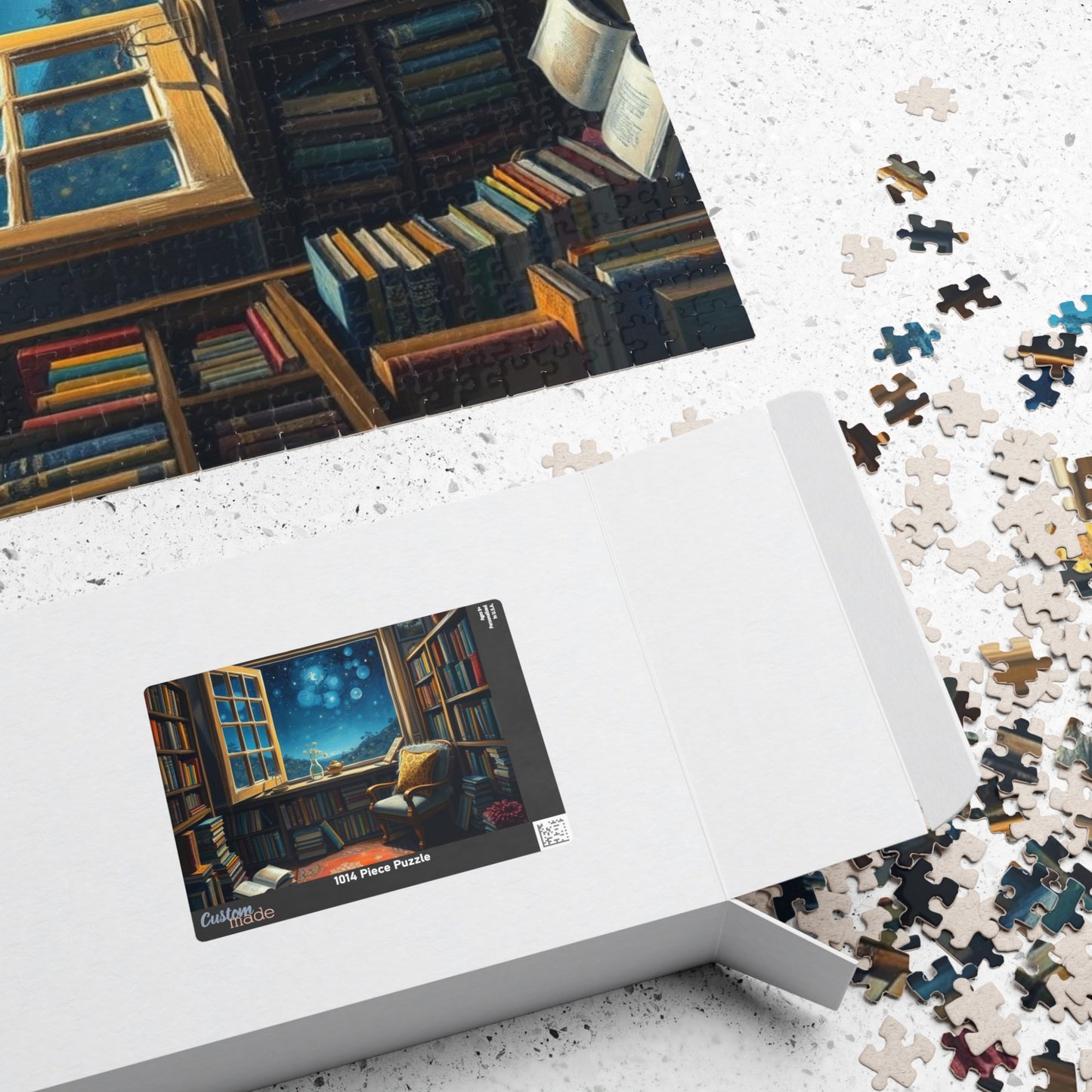 Cozy Library Jigsaw Puzzle - Starry Night Sky, Book Lover Gift, Educational Game, Mindfulness Activity, Literary Scene, Ideal for Family Fun Puzzle The Puzzle Chest
