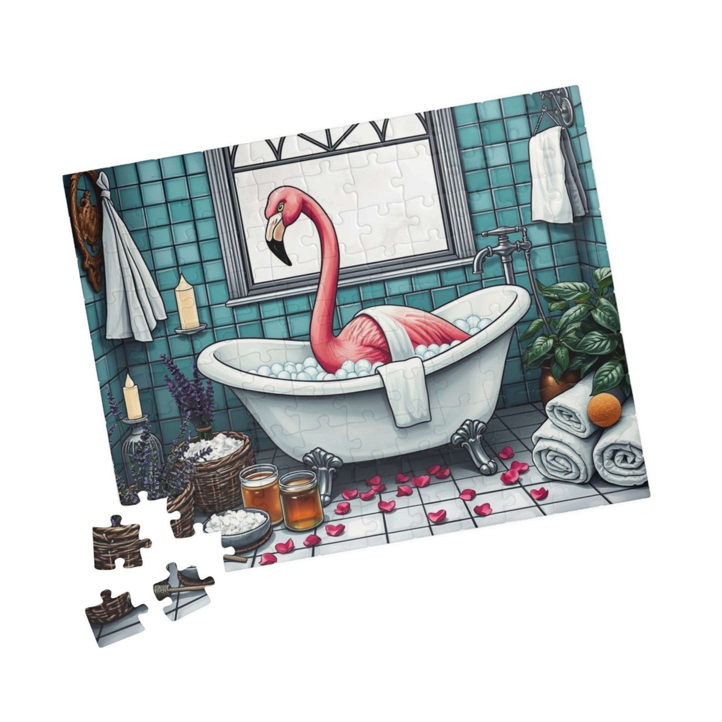 Spa Day Flamingo Puzzle - Charming Holiday Birthday Gift for Friends, Family Bonding Time, Game Night, Puzzle Enthusiasts Puzzle The Puzzle Chest