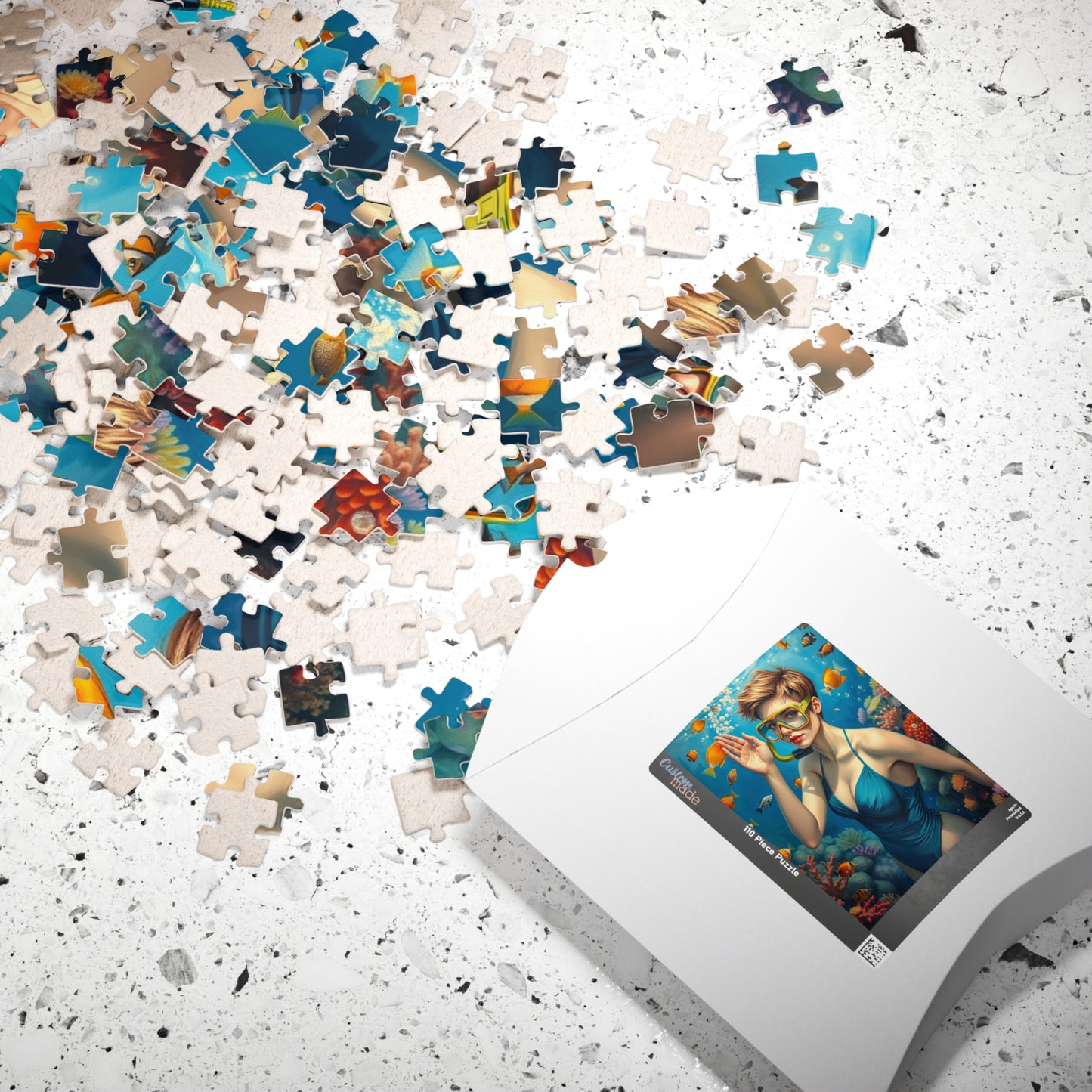 Jigsaw Puzzle (110, 252, 520, 1014-piece) - Fair-Skinned Woman Snorkeling in Vibrant Coral Reef, Ocean Lovers Gift, Relaxing Mindfulness Puzzle The Puzzle Chest
