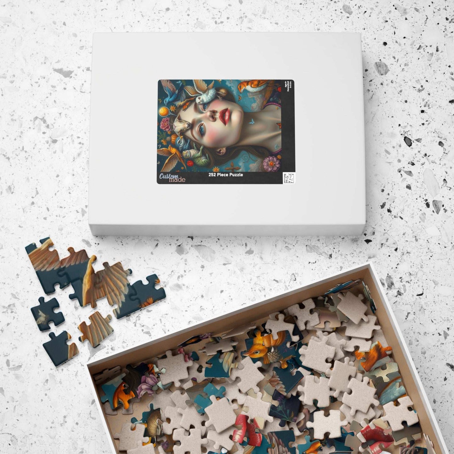Surreal Self Portrait Jigsaw Puzzle, 110/252/520/1014 Piece, Frida Kahlo Inspired, Dreamlike Animals & Nature, Gift for Art Lovers, Mindful Puzzle The Puzzle Chest