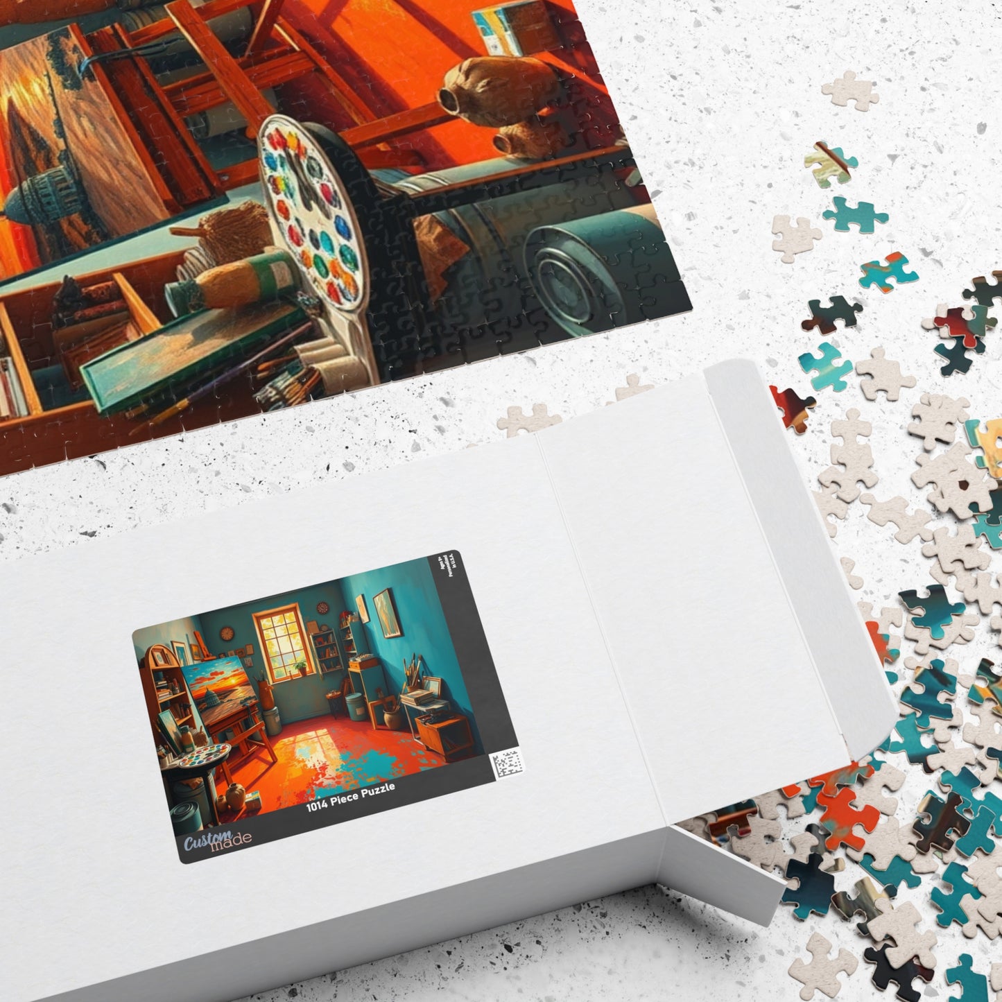 Vibrant Artist Studio Puzzle, Cozy Art Room Jigsaw Game, Creative Painting Scene with Easel and Art Supplies, Unique Gift for Puzzle Lover