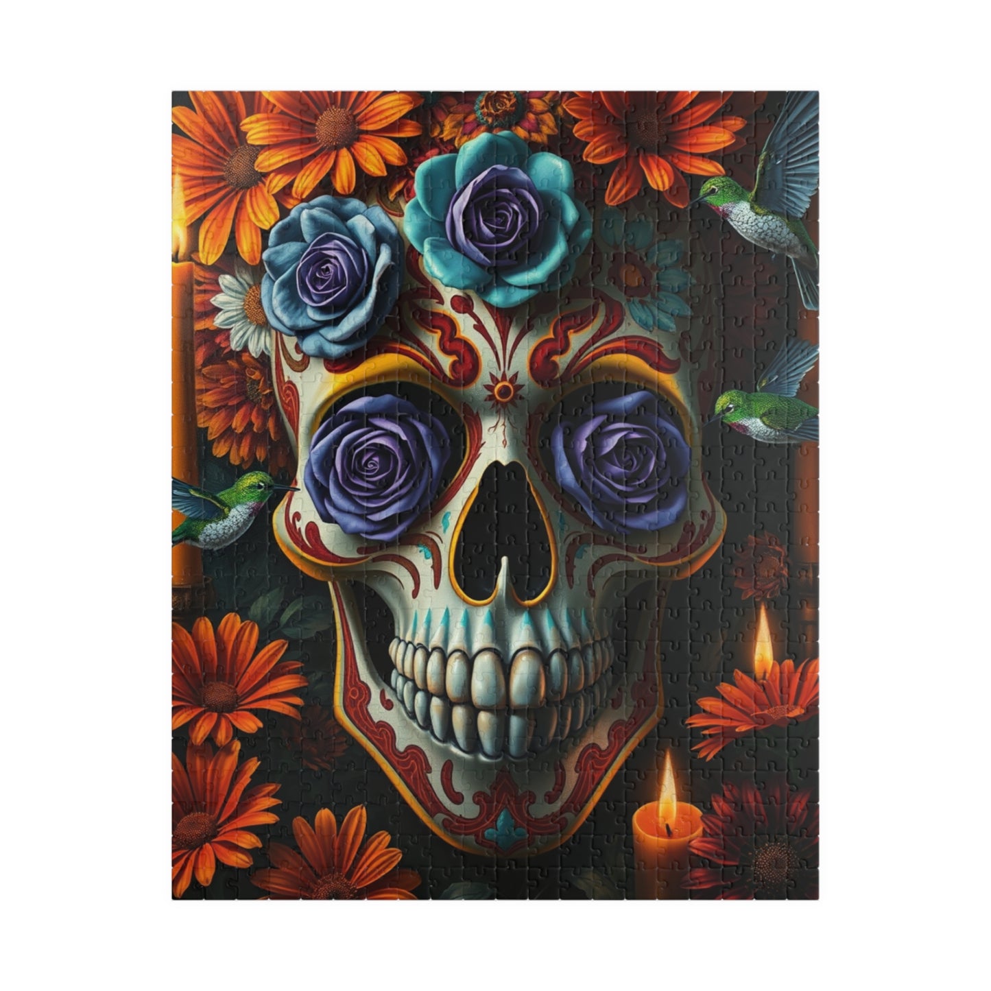 Colorful Skull Puzzle | Day of the Dead Jigsaw Game for Adults, Gift for Puzzle and Gothic Art Lovers, Mental Exercise, Fun Solo Activity 520 pcs (Vertical) Puzzle The Puzzle Chest