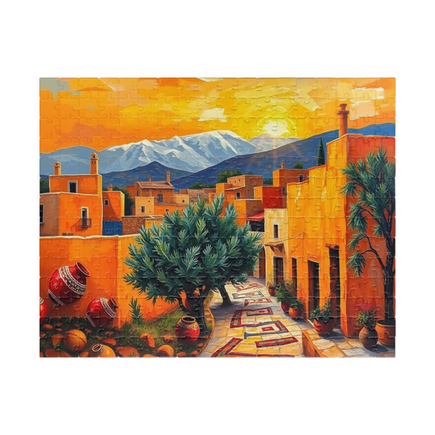 Moroccan Village Sunset Jigsaw Puzzle for Adults, Holiday Birthday Gift for Puzzle Lover, Family Fun, Mindfulness Activity, Art 252 pcs (Horizontal) Puzzle The Puzzle Chest