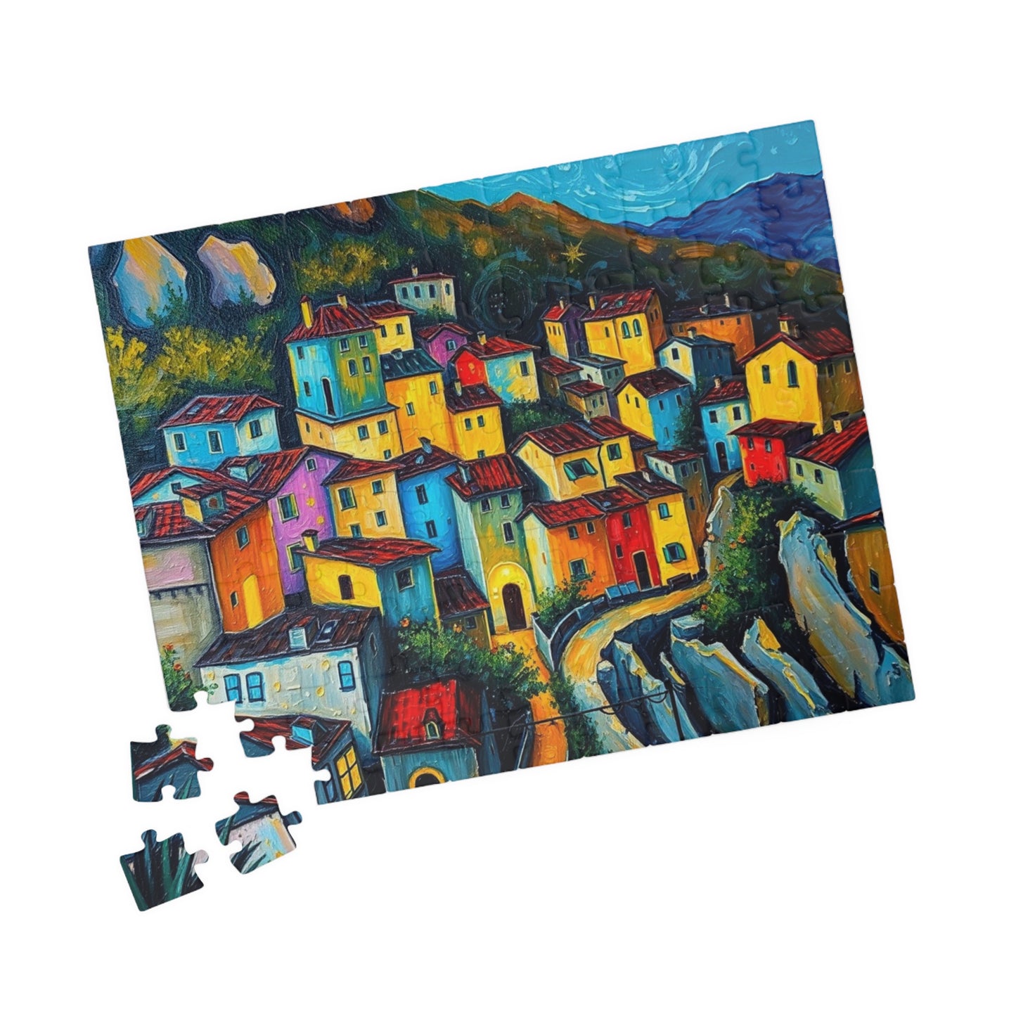 Colorful Village Art Puzzle - 110, 252, 520, 1014-piece | Perfect for Family Game Night, Gift for Art Lovers, Cozy Entertainment The Puzzle Chest