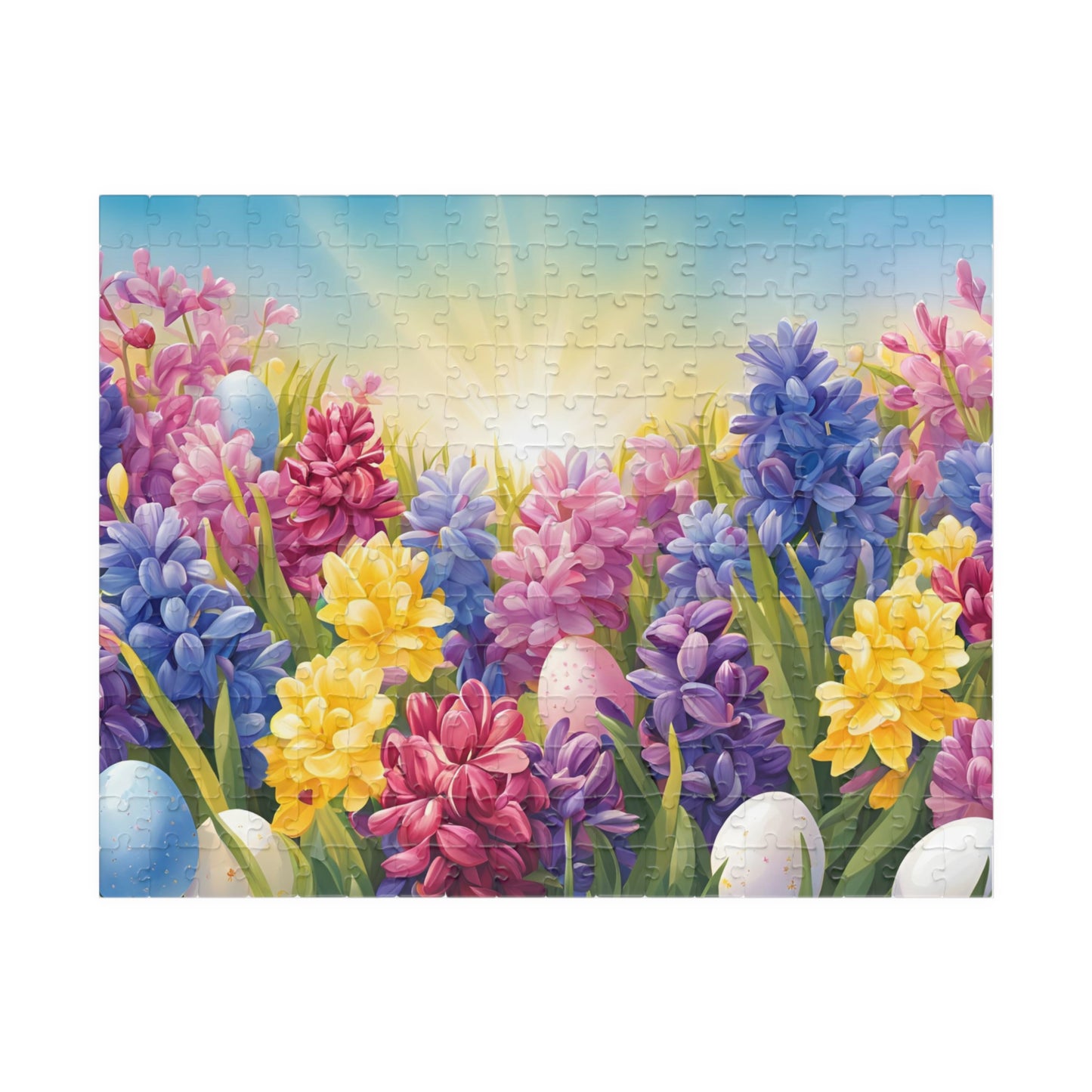 Spring Hyacinths Easter Egg Jigsaw Puzzle, Floral Game for Adult Brain Teaser, Fun Family Activity, Flower Lover Gift for Friends 252 pcs (Horizontal) Puzzle The Puzzle Chest