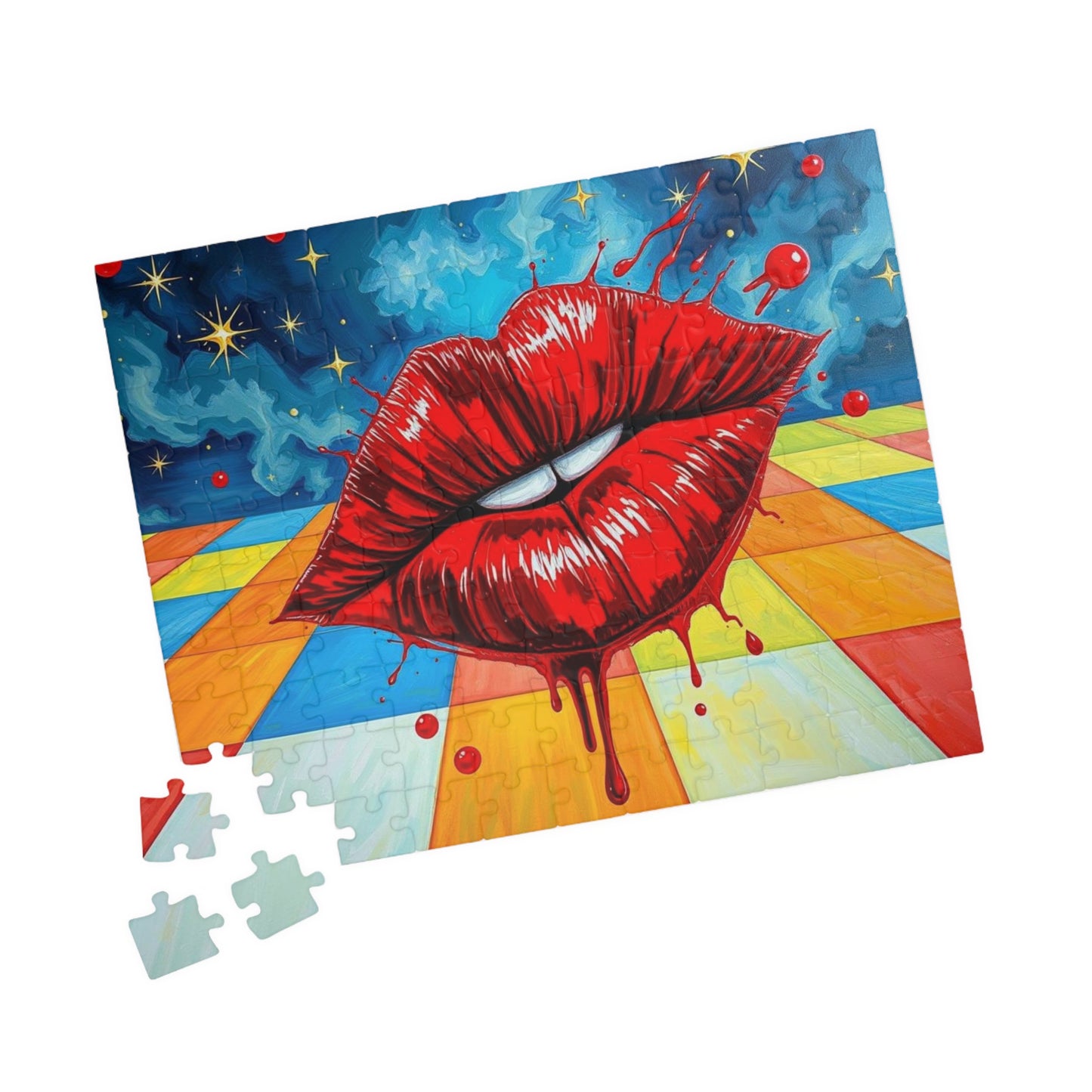 Pop Art Kiss Jigsaw Puzzle, Retro Artwork Puzzle for Adult Home Entertainment, Fun Family Game Night, Staycation Activity, Brain Teaser Puzzle The Puzzle Chest