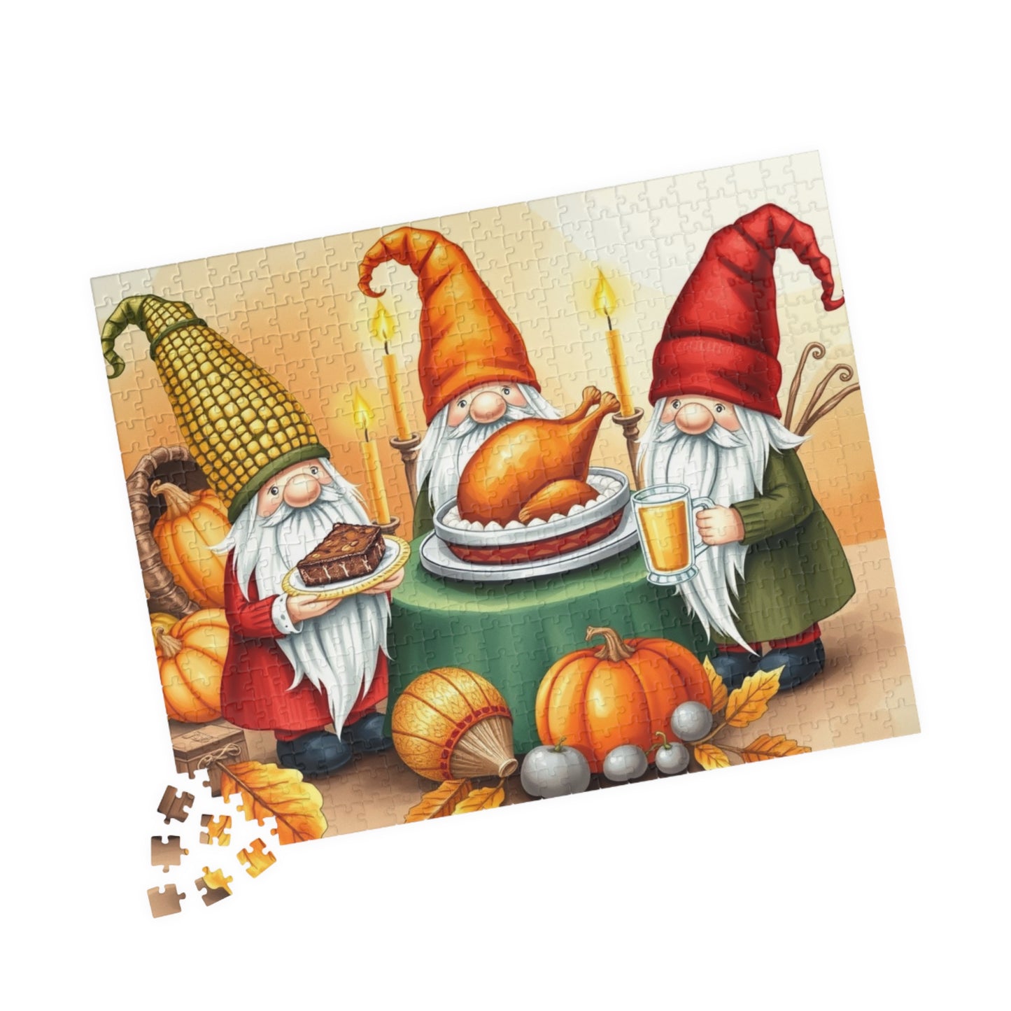 Thanksgiving Feast Gnome Puzzle - Fall Holiday Jigsaw Game Puzzle The Puzzle Chest