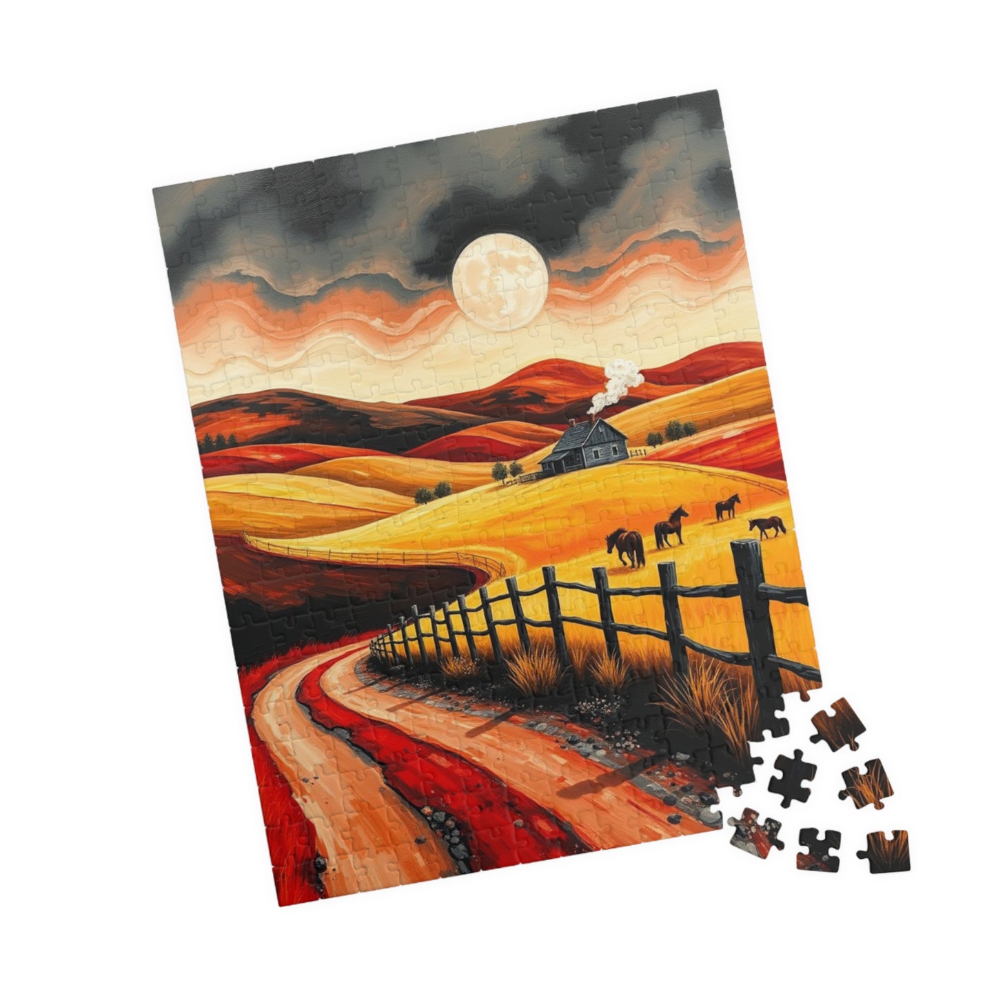 Sunset Pastoral Scene Puzzle - Tranquil Jigsaw for Family Fun, Gift for Friends, Home Decor, Cozy Nights Puzzle The Puzzle Chest