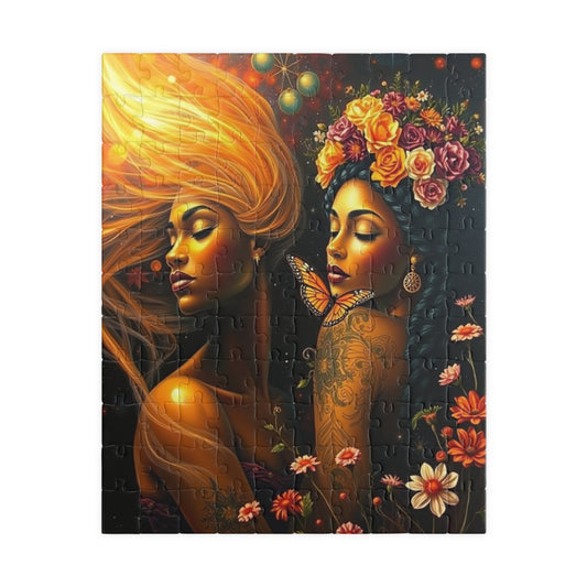 Black Woman Jigsaw Puzzle, Cosmic Floral Black Art, African American Family Game Brain Teaser Mindfulness Activity, Afrocentric Gift Friend 110 pcs (Vertical) Puzzle The Puzzle Chest
