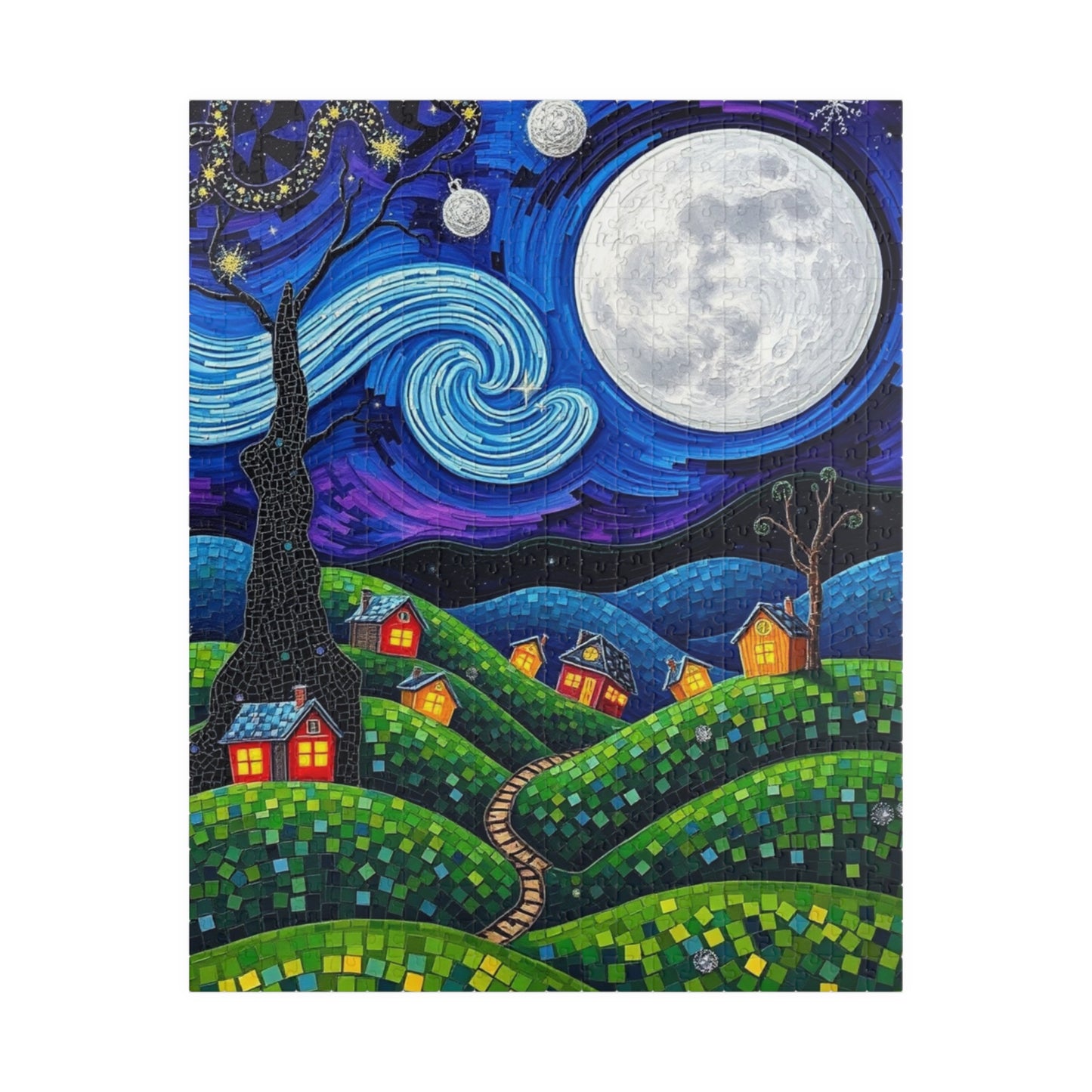 Mosaic Moonlit Village Jigsaw Puzzle 520 pcs (Vertical) Puzzle The Puzzle Chest