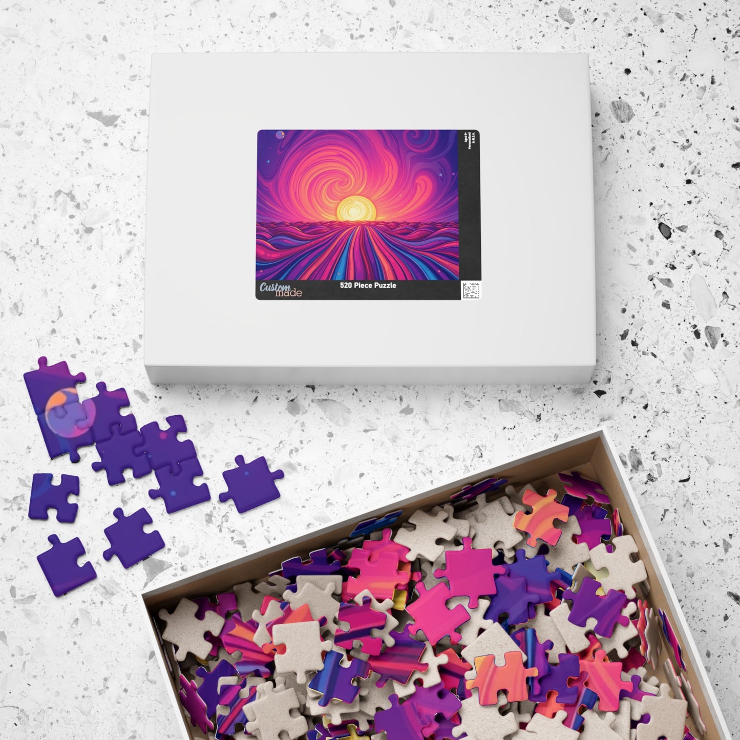 Abstract Sunrise Jigsaw Puzzle, Swirling Sun Illustration, Colorful Horizon for Puzzle Lovers Art Enthusiasts Hobbyists, Best Unique Gift Puzzle The Puzzle Chest