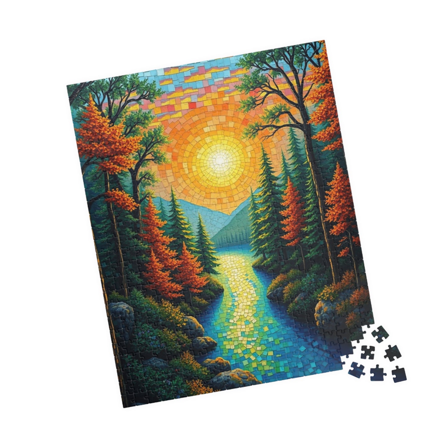 Nature-Inspired Mosaic Landscape Jigsaw Puzzle for Relaxation and Fun, Scenic Autumn Adventure, Best Gift for Family, Friends, Holidays Puzzle The Puzzle Chest