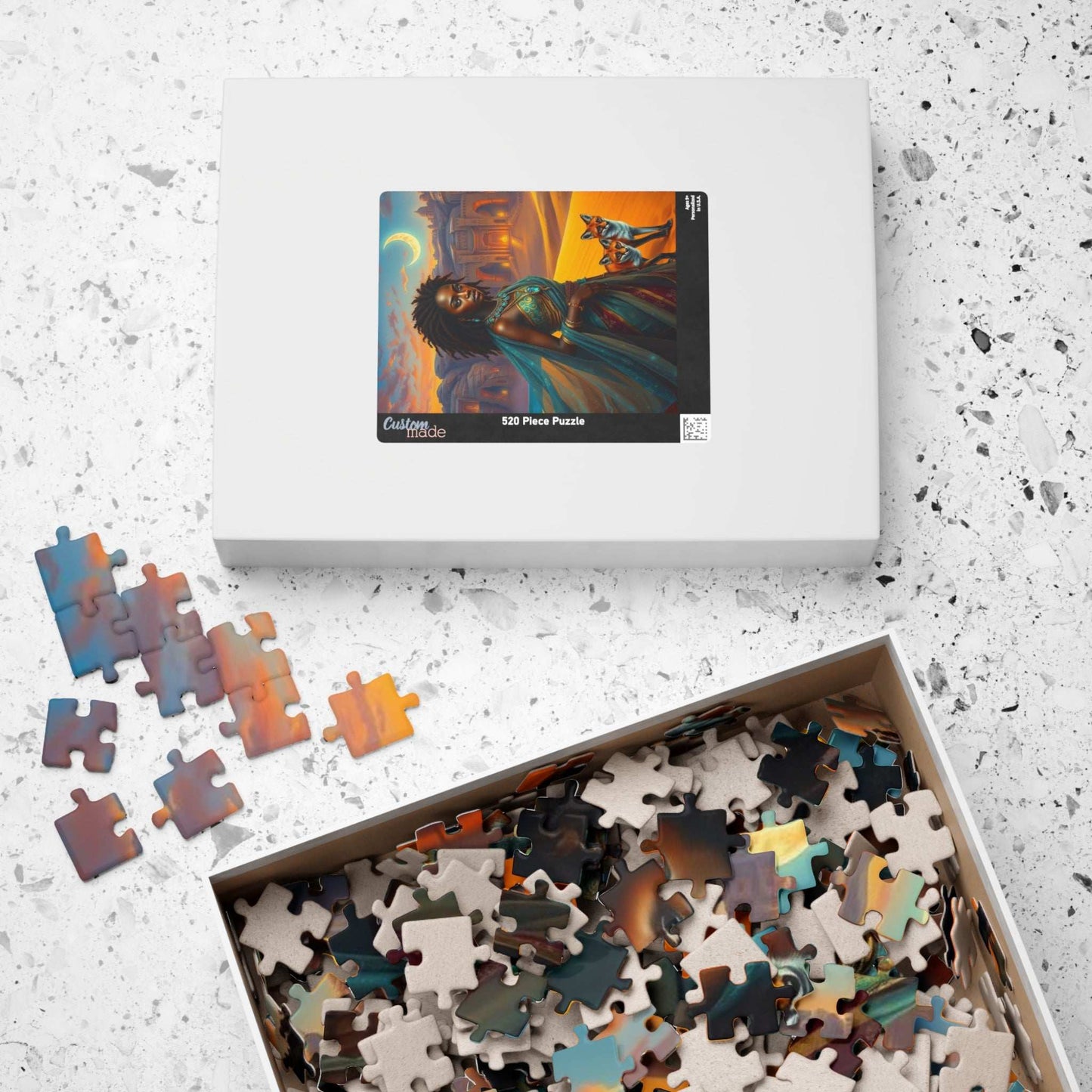 Starlit Desert Princess Puzzle - African American Woman Celestial Skies Jigsaw, Black Art, Afrocentric Artwork Puzzle The Puzzle Chest