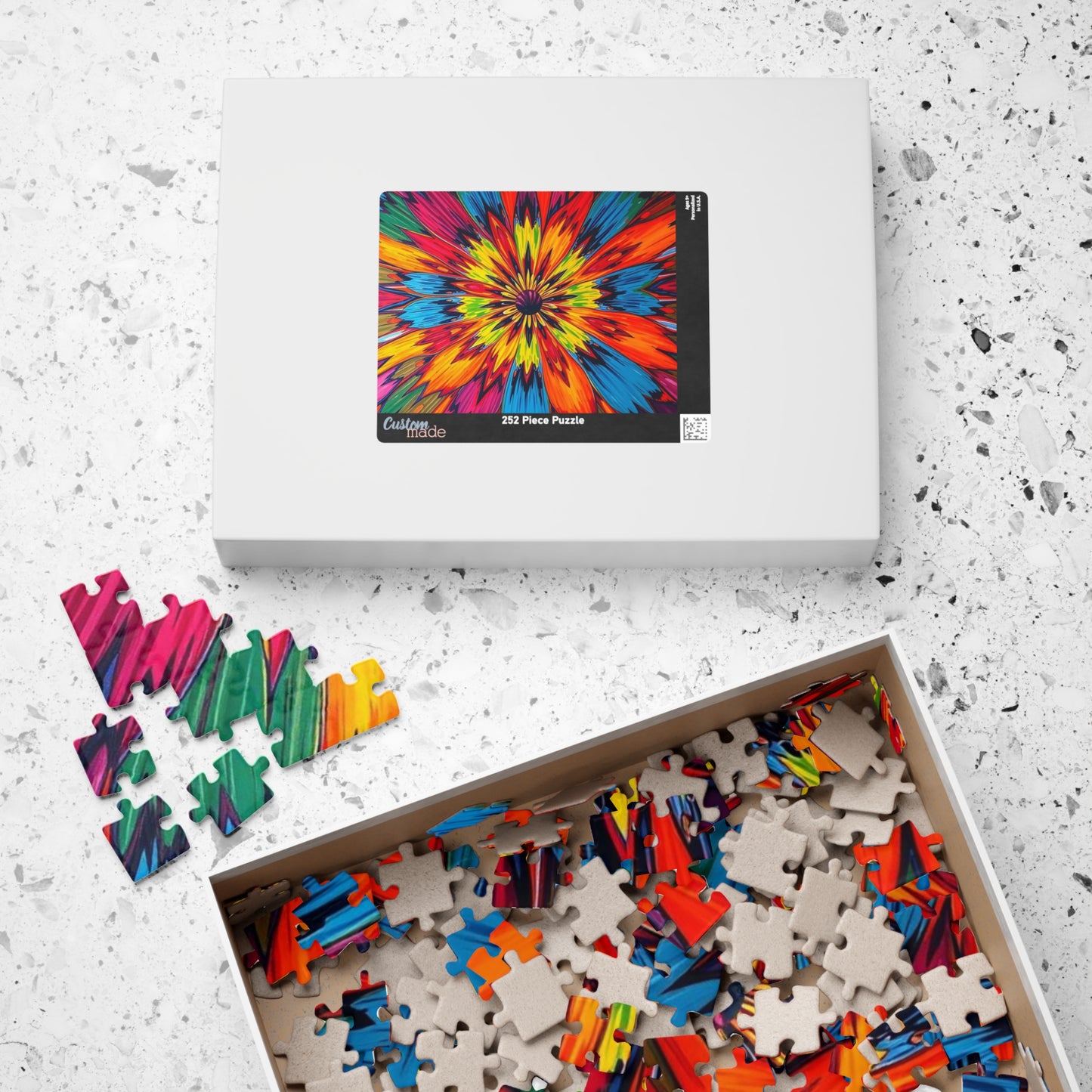 Colorful Floral Abstract Jigsaw Puzzle Game, Fun Family Game, Gift for Friend, Perfect for Parties and Celebrations, Mindful Activity Puzzle The Puzzle Chest