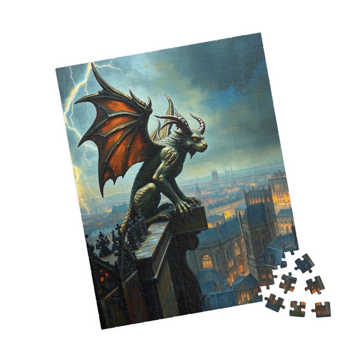 Mythical Creature Jigsaw Puzzle - Gothic Gargoyle Design, Fantasy Home Decor, Gift for Puzzle Lovers, Halloween Activities Brain Teaser Puzzle The Puzzle Chest