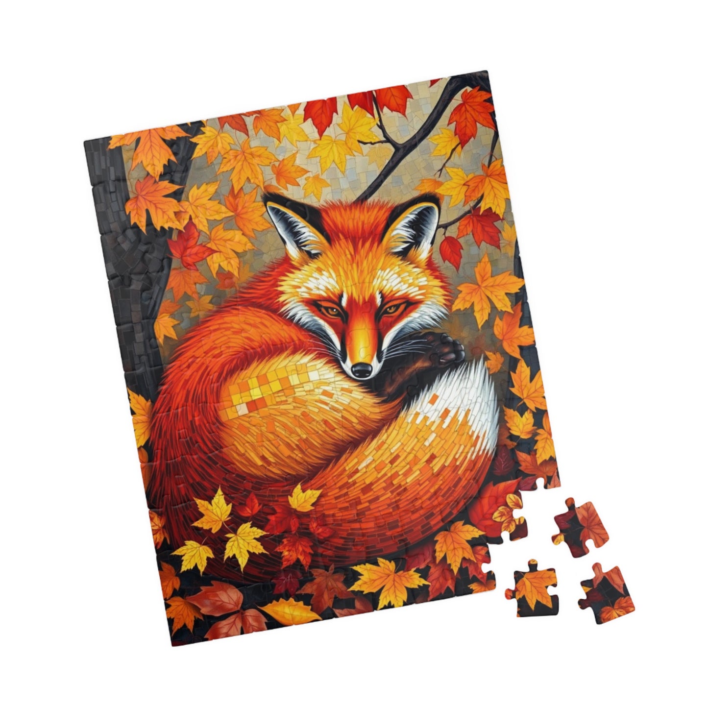 Autumn Forest Fox Mosaic Puzzle, Fall Wildlife Art Cozy Nature Jigsaw Game, Relaxing Hobby, Family Activity, Mindfulness Gift for Puzzle Fan Puzzle The Puzzle Chest