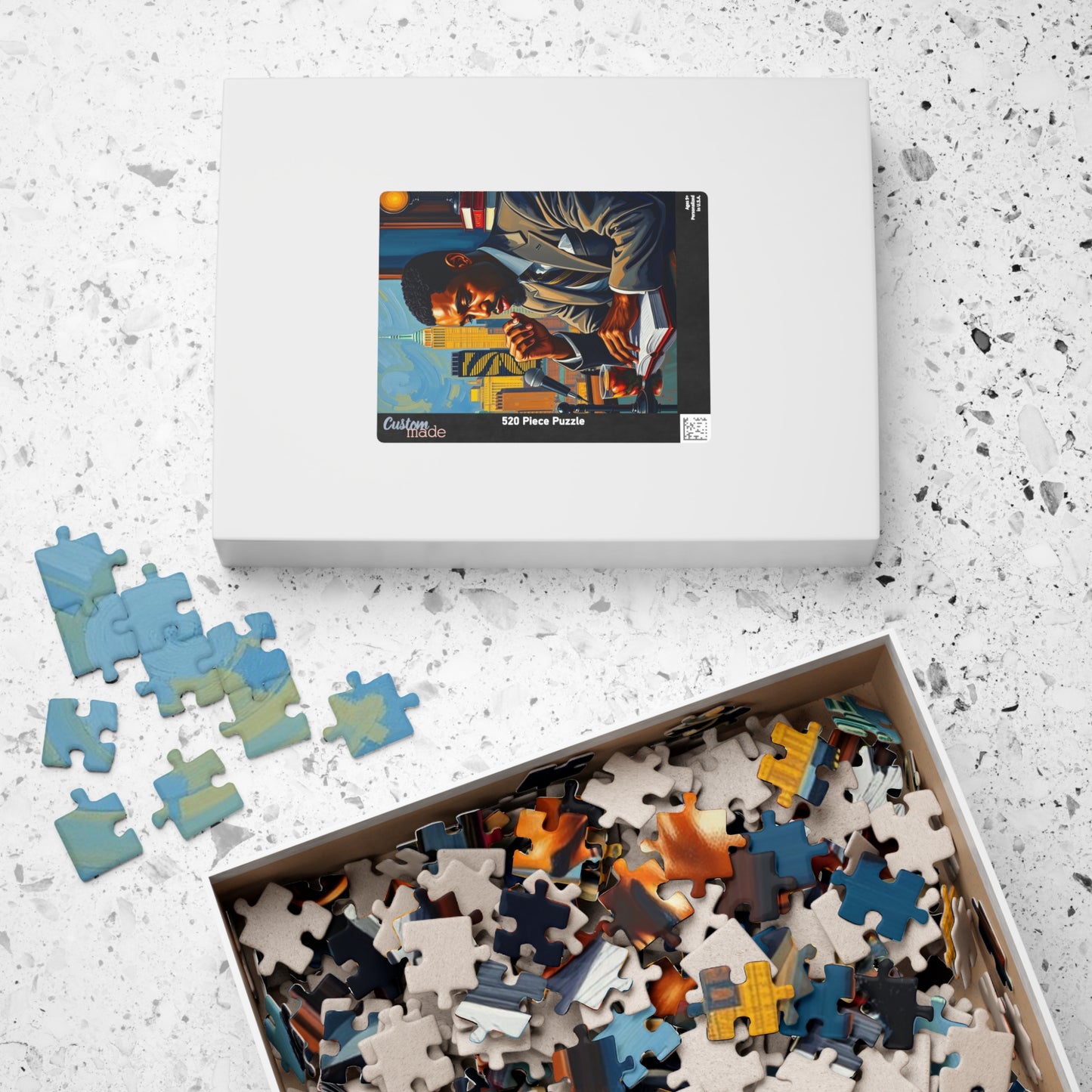 Black Art Puzzle, African American Poet at Café, Afrocentric Jigsaw Game for Adult, Solo or Family Fun, Holiday Gift for Puzzle Enthusiasts Puzzle The Puzzle Chest