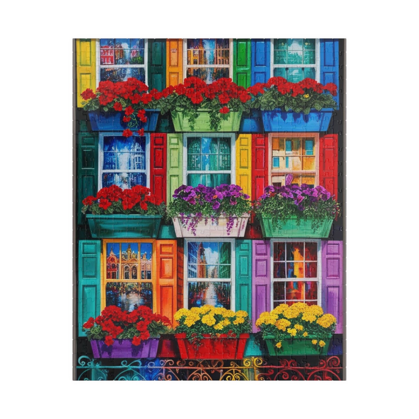 Colorful Flower Window Puzzle, 110/252/520/1014-piece Puzzle, Flower Lover Gift for Friends, Family Game Night, Fun Activity 520 pcs (Vertical) Puzzle The Puzzle Chest