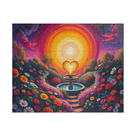 Heart of the Garden - LGBTQ Pride Jigsaw Puzzle, Colorful Floral Art for Family or Solo Fun, Holiday Birthday Pride Month Gift for Friends 110 pcs (Horizontal) Puzzle The Puzzle Chest