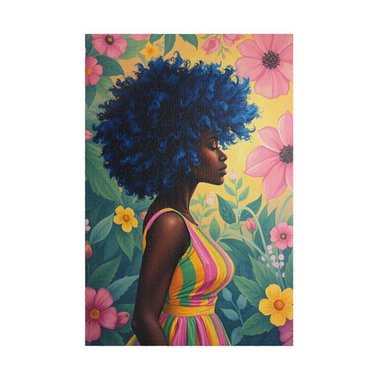 Colorful Floral Afrocentric Puzzle, African American Woman, Black Art-Inspired Game for Families, Gift for Puzzle Lover, Brain Teaser 1014 pcs (Vertical) Puzzle The Puzzle Chest