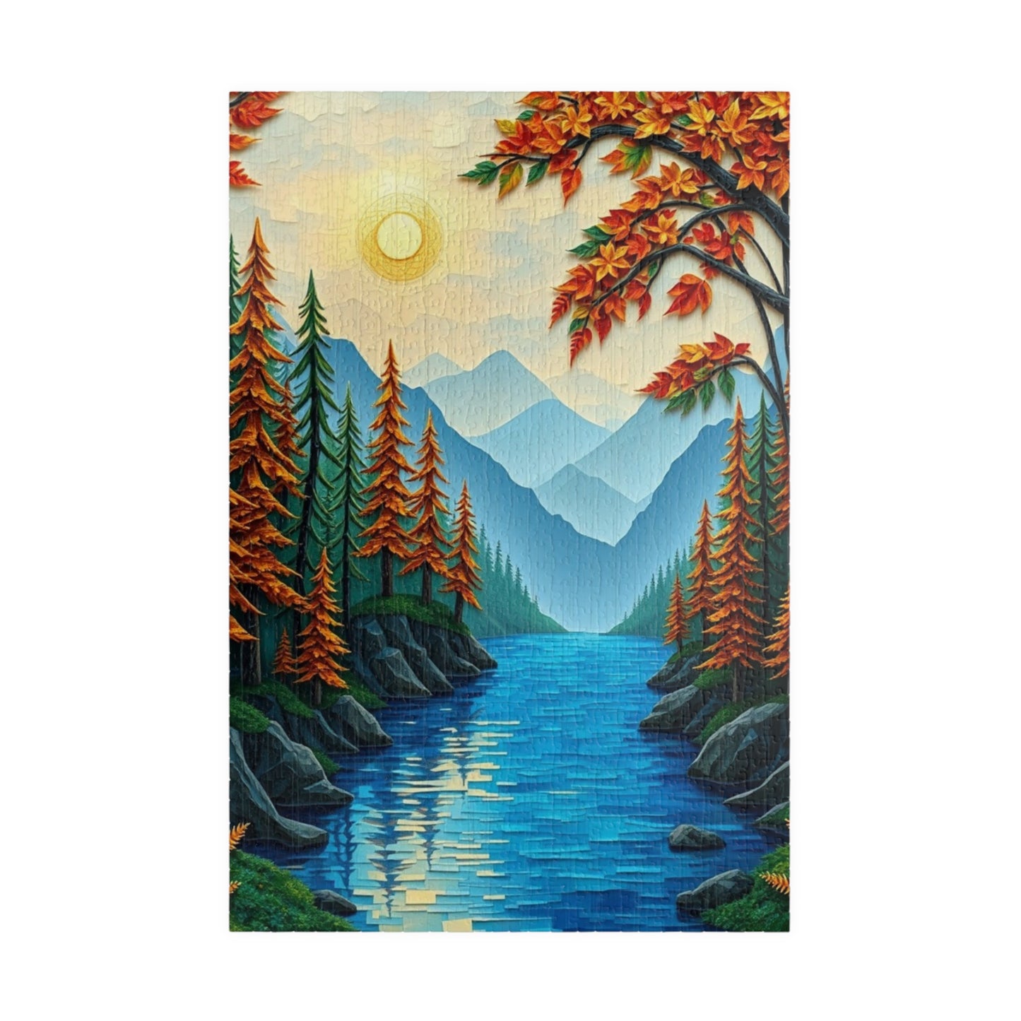 Mosaic Jigsaw Puzzle, Enchanted Forest Sunrise Landscape, 110-1014 Piece, Meditation Relaxation Game, Family Activity, Decorative Art, Gift 1014 pcs (Vertical) Puzzle The Puzzle Chest