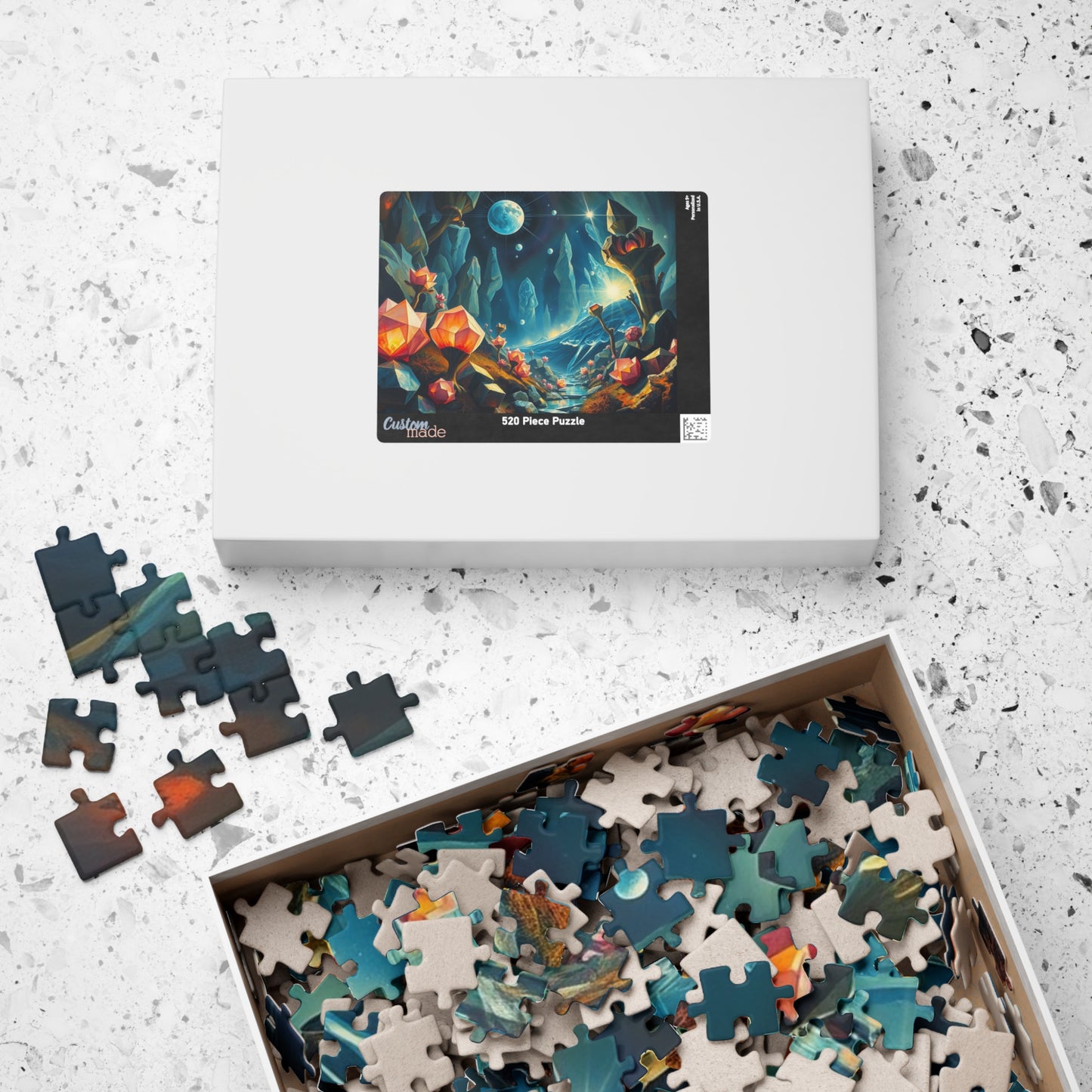 Surreal Biome Jigsaw Puzzle, Luminescent Flora and Geometric Shapes, Brain Teaser, Home Activity, Fantasy Gift Idea for Puzzle Lover, Friend Puzzle The Puzzle Chest