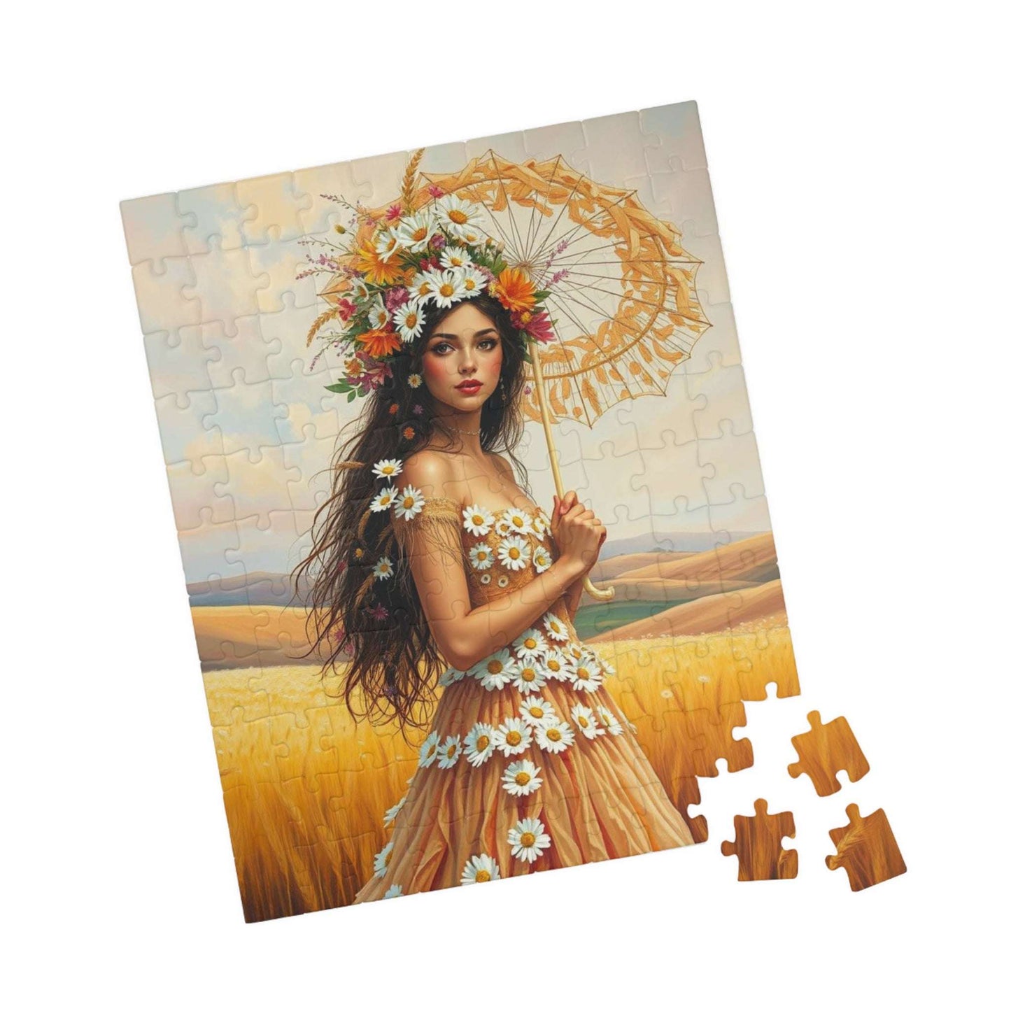 Lady of the Golden Fields - Summer Wildflower Fantasy Jigsaw Puzzle 110 pcs (Vertical) Puzzle The Puzzle Chest