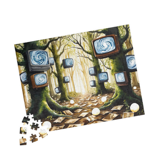 Fantasy Weirdcore Jigsaw Puzzle, Forest with TV Screens, Unique Puzzle, Mind-Bending Game, Interactive Family Activity, Home Entertainment 252 pcs (Horizontal) Puzzle The Puzzle Chest