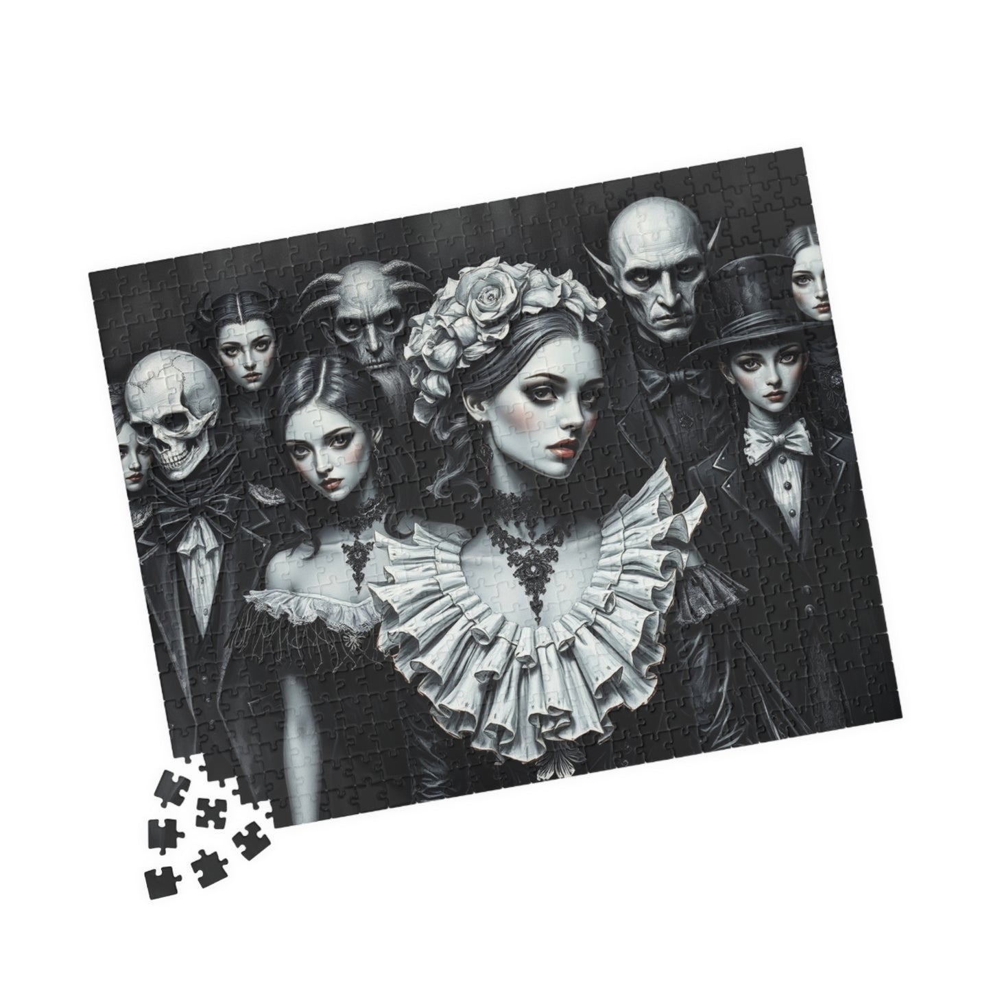 Elegant Gothic Art Puzzle - Enchanting 110/252/520/1014-piece Mystical Collectible, Halloween Gift for Art Lovers, Mindfulness Activity The Puzzle Chest
