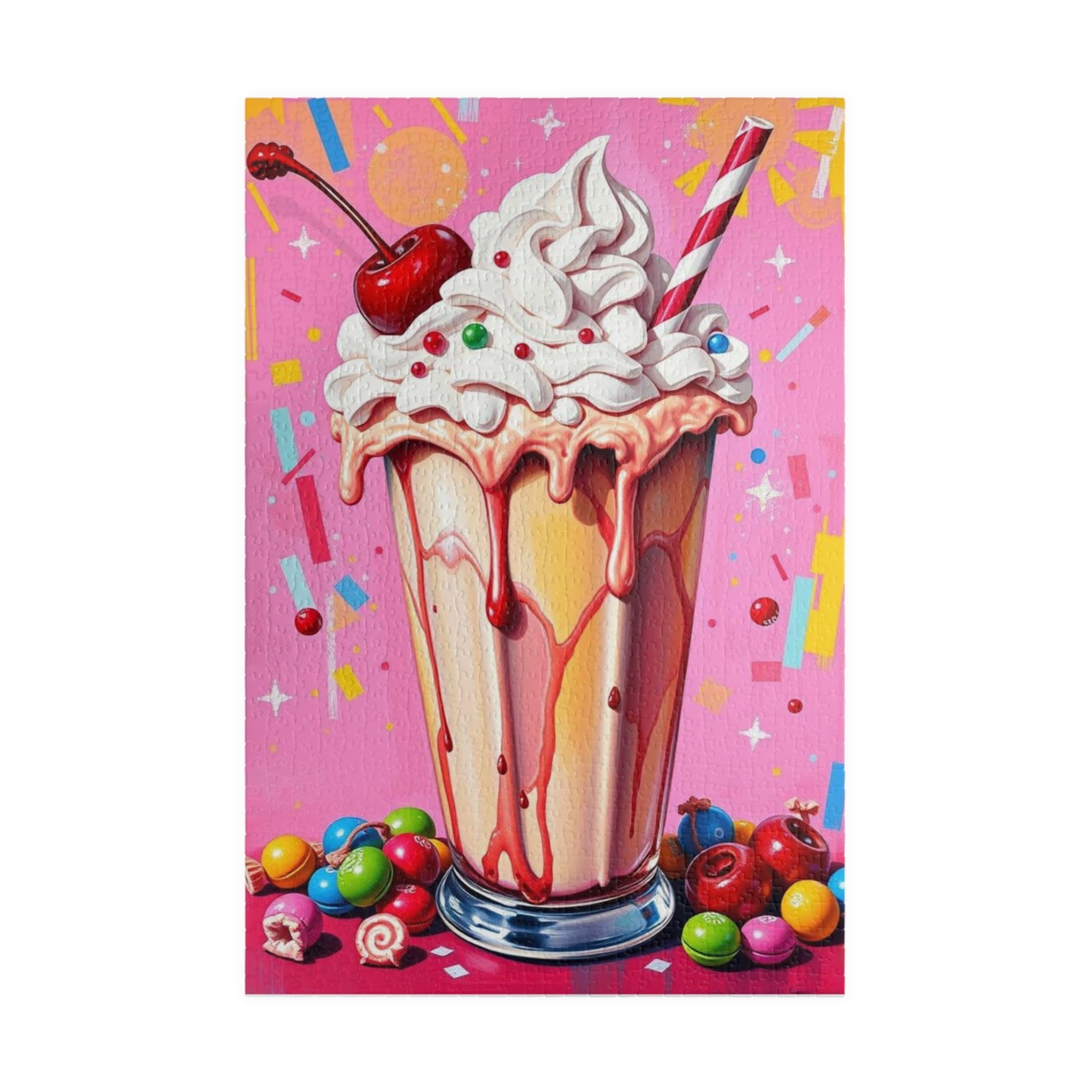 Ice Cream Sundae Puzzle, Pop Art Jigsaw Fun Family Activity, Home Entertainment, Holiday Birthday Gift for Friend, Brain Teaser 1014 pcs (Vertical) Puzzle The Puzzle Chest