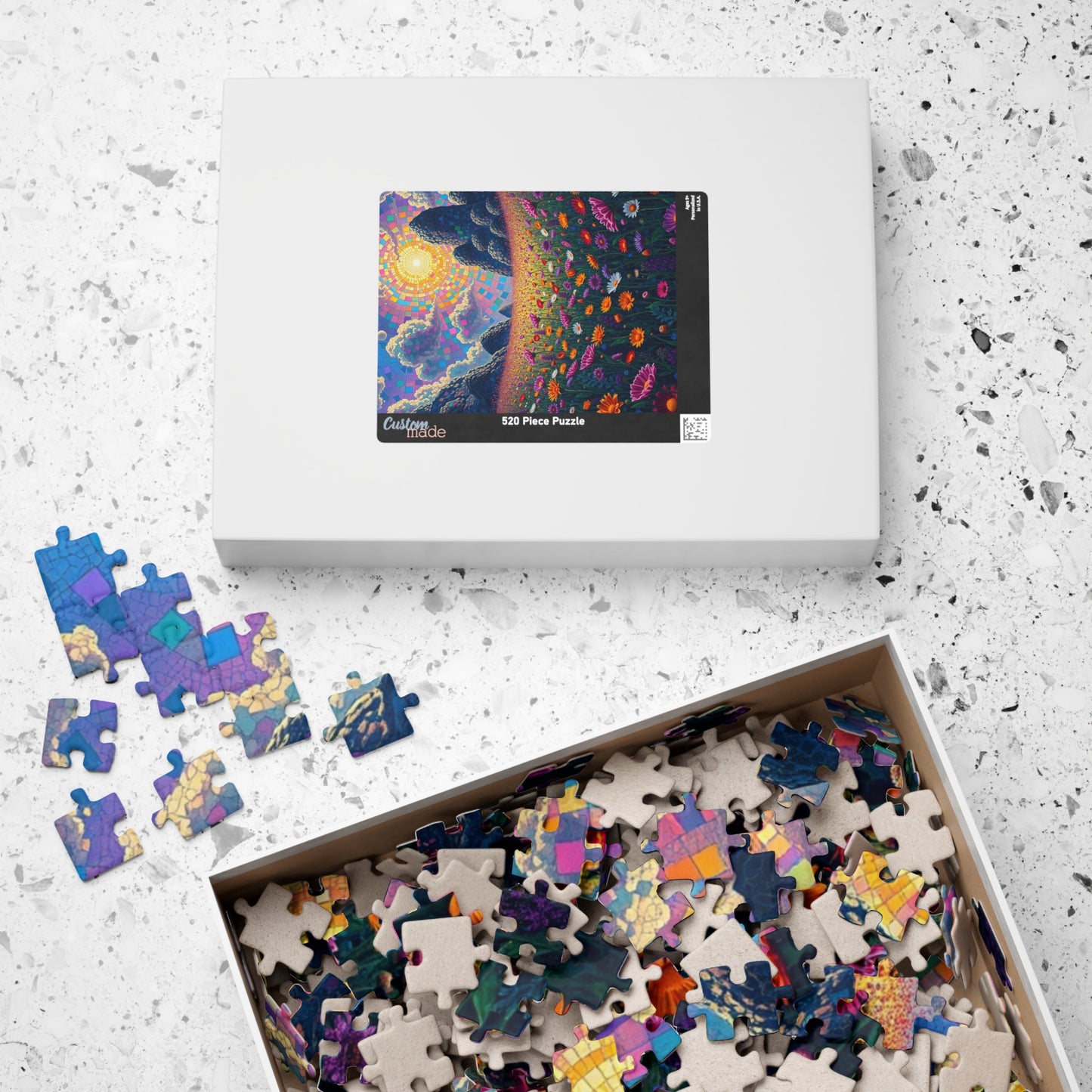 Colorful Sunrise Flower Puzzle, Floral Mosaic Jigsaw Game for Adults, Nature Art Puzzle, Family Game Night, Gift for Nature Lovers Puzzle The Puzzle Chest