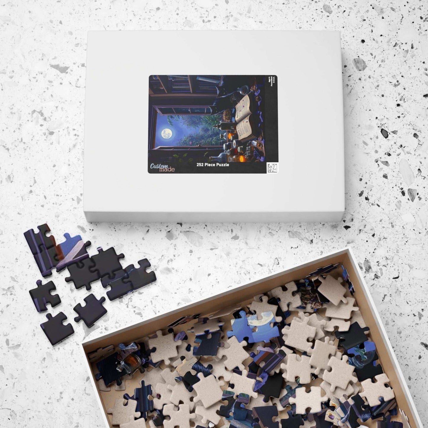 Alchemy in Bloom Jigsaw Puzzle - Mystical Moonlight Cat Puzzle, Enchanting 110-520 piece Game Ideal for Cozy Night In, Gift for Puzzle Lover