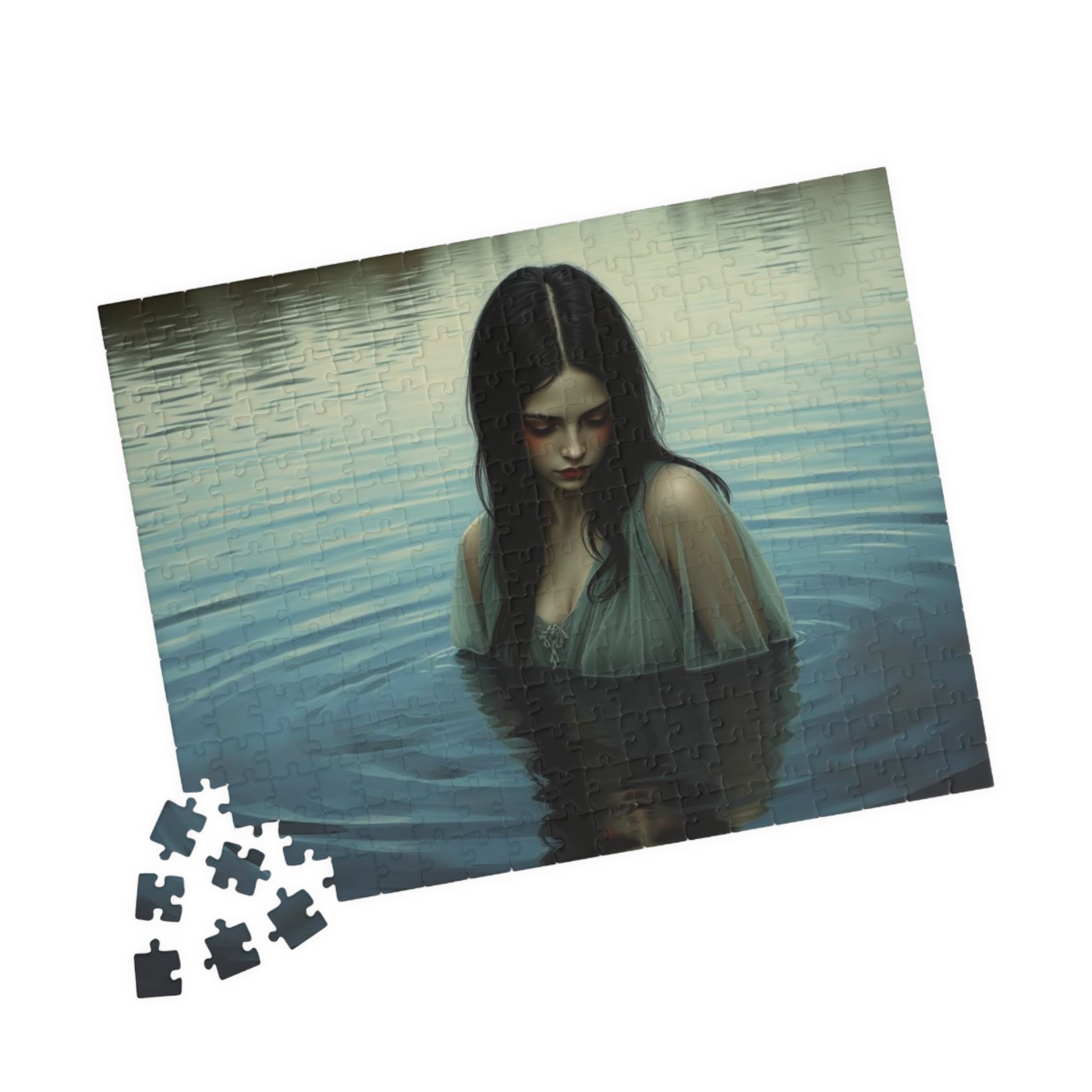 The Veil Between Gothic Jigsaw Puzzle, Mystical Reflection, Enigmatic Water Scene, Gothic Art Print, Gift for Friend, Solo Fun, Game Nights Puzzle The Puzzle Chest