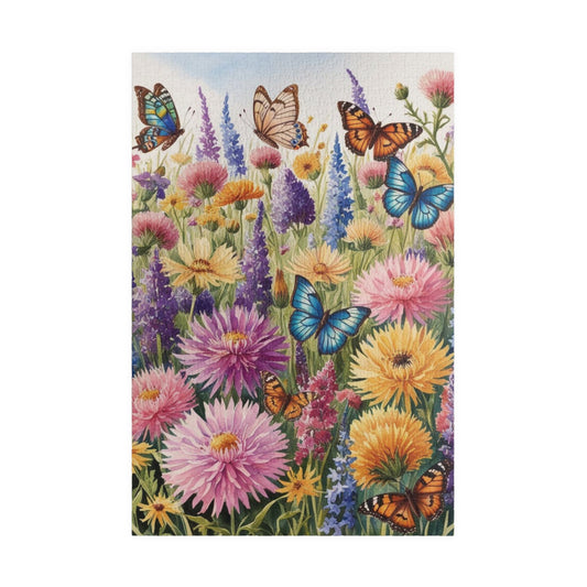 Butterfly Garden Puzzle - Field of Wildflowers and Butterflies, 110-1014 Piece Jigsaw Puzzle, Nature Scene Fun Family Activity, Fun 1014 pcs (Vertical) Puzzle The Puzzle Chest
