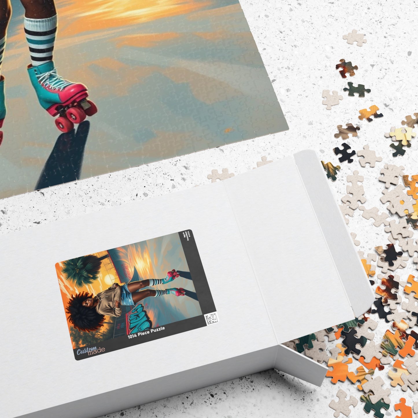 Skateboarder Jigsaw Puzzle, Retro Vibe African American Woman, Nostalgic Gift for Adults, Unique Game for Fun Family Night, Puzzle Lover Puzzle The Puzzle Chest
