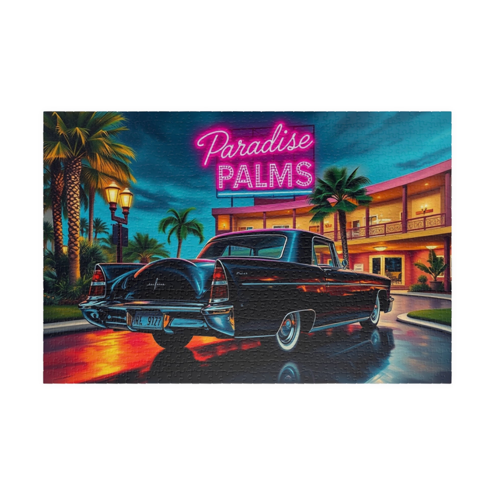 Vintage Car Jigsaw Puzzle - 1956 Continental, Retro Hotel Scene with Classic Vehicle 1014 pcs (Horizontal) Puzzle The Puzzle Chest