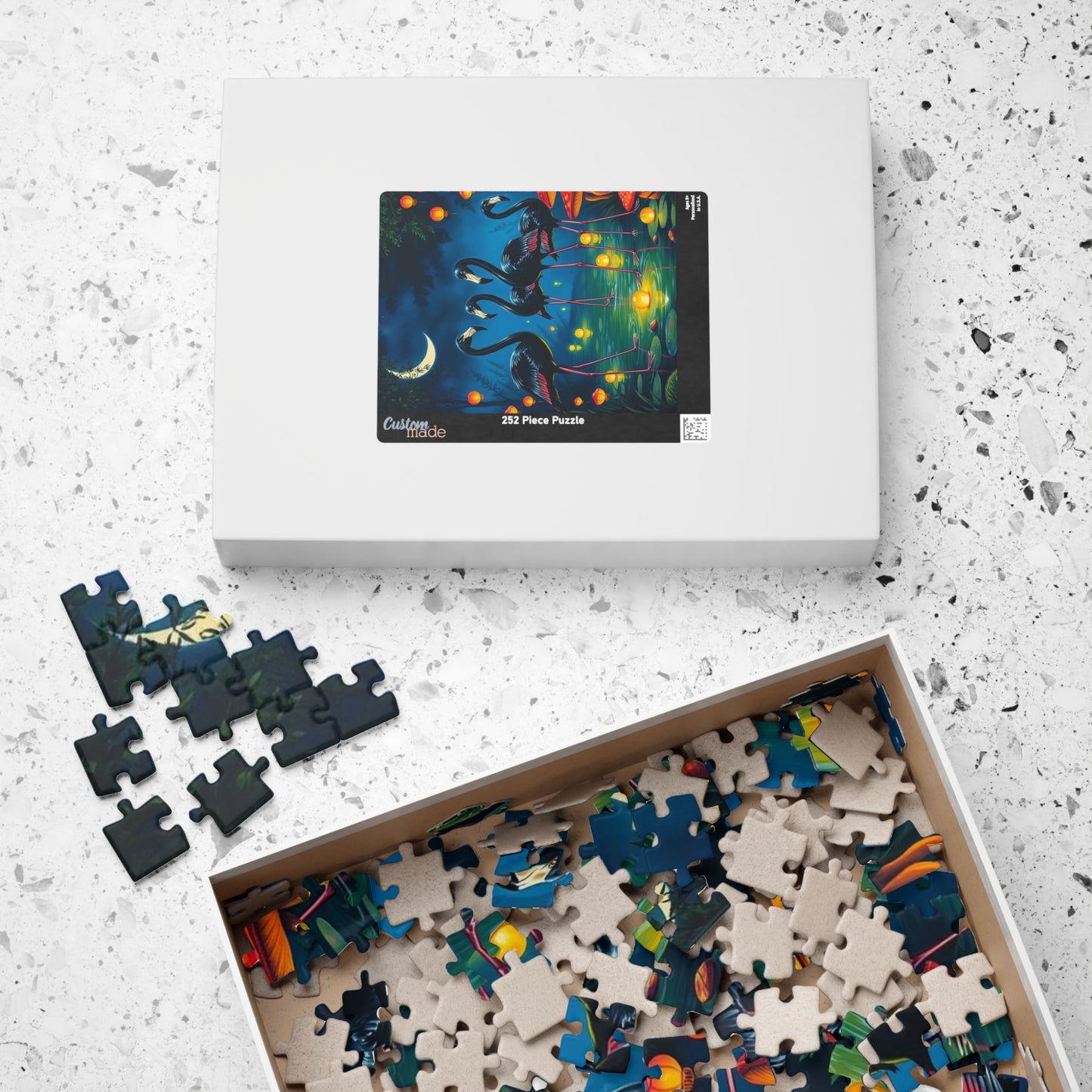 Magical Night Flamingo Puzzle - 110 to 520 Piece Nature Puzzle Game, Perfect Gift for Family Fun, Puzzle Enthusiasts, Home Entertainment