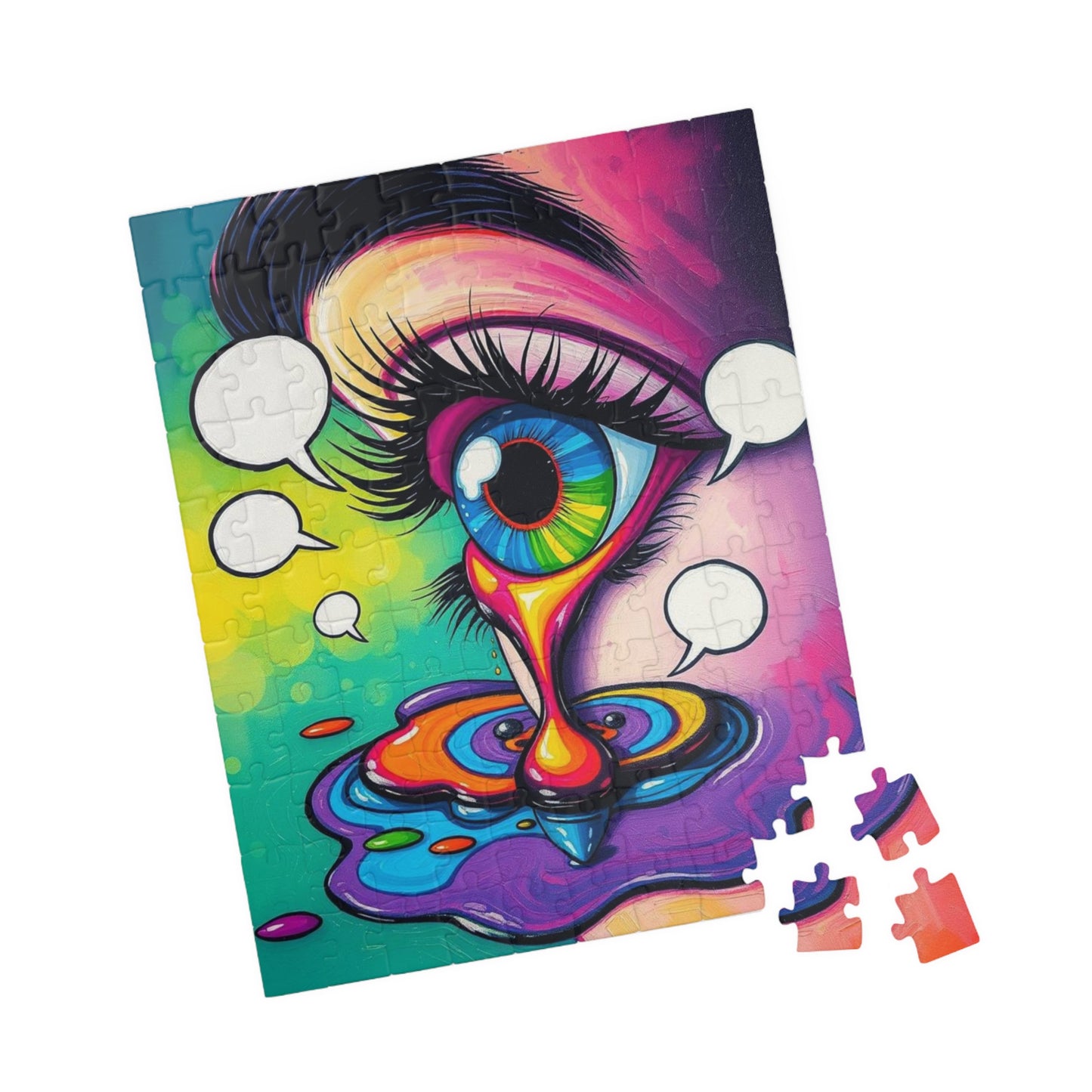 Comic Eye Jigsaw Puzzle - Vibrant Pop Art Jigsaw Game for Adults, Multicolored Tears Speech Bubbles, Family Home Entertainment Brain Teaser Puzzle The Puzzle Chest