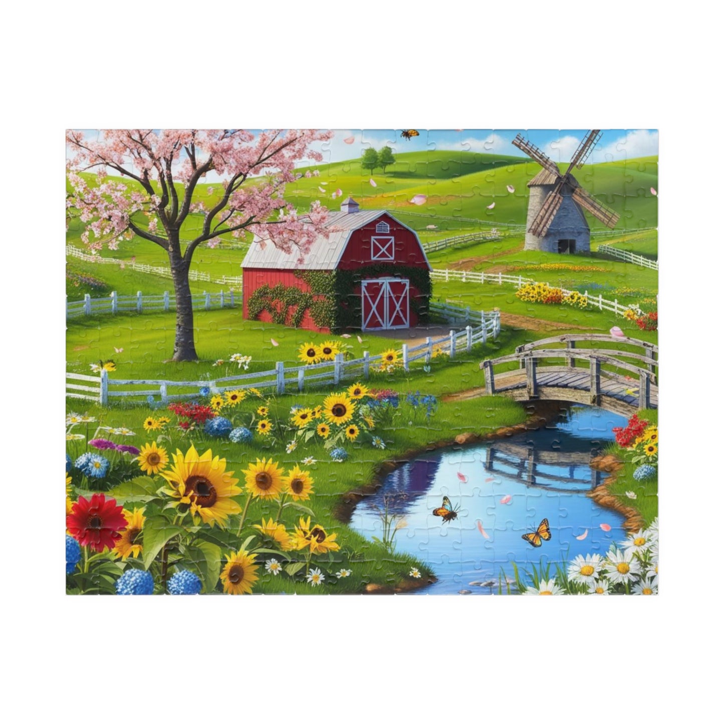 Spring Farm Puzzle, Scenic Landscape Farmhouse Jigsaw Game 110-1014 Pieces, Nature Lover Gift, Family Activity, Creative Hobby 252 pcs (Horizontal) Puzzle The Puzzle Chest