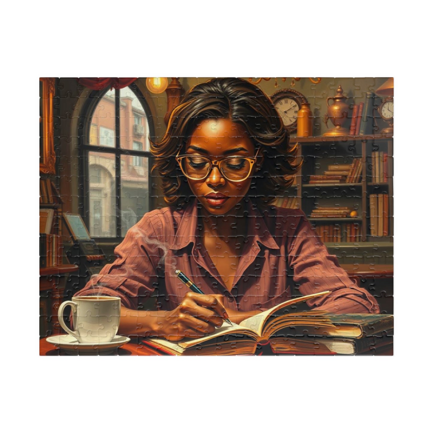 African American Woman Reading Jigsaw Puzzle, Black Art Afrocentric Puzzle Lover Gift for Bookworms, Friends, Family Fun, Mindful Home Entertainment 252 pcs (Horizontal) Puzzle The Puzzle Chest