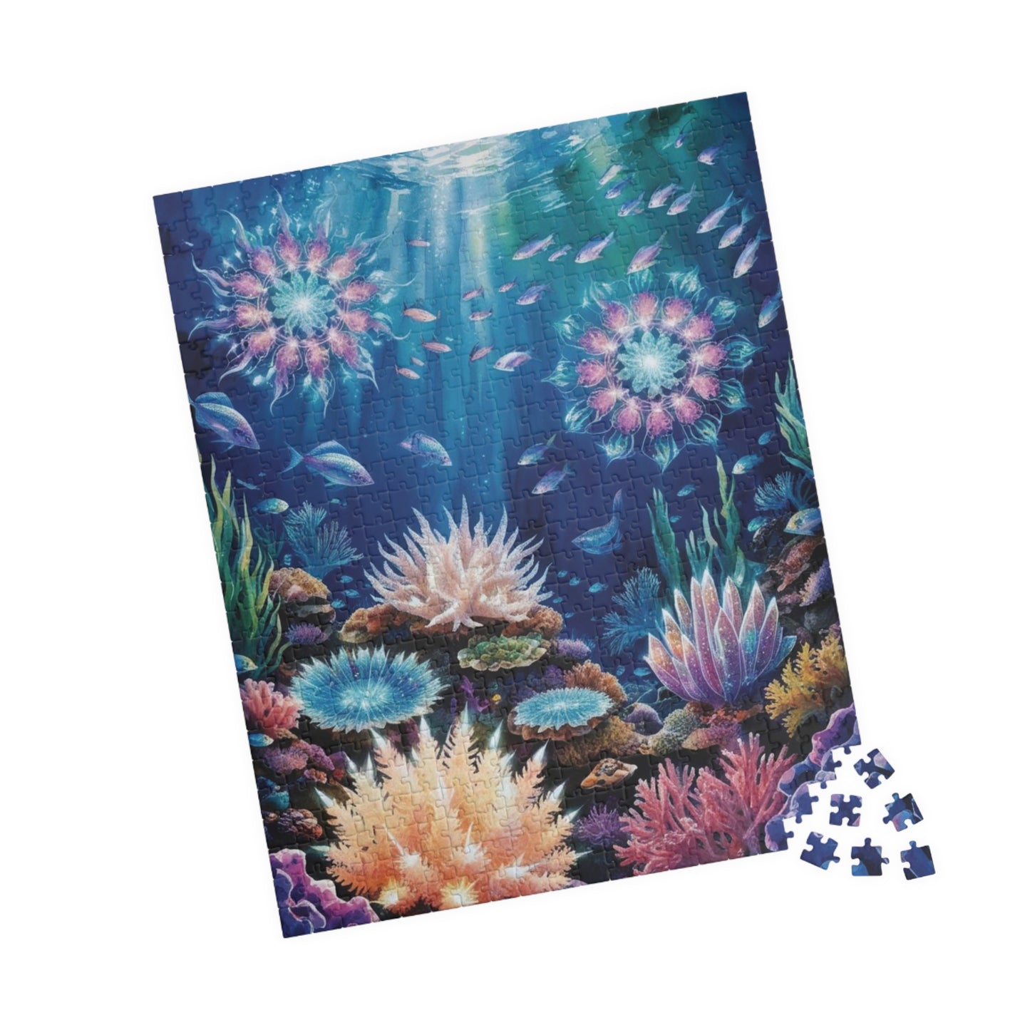 Trippy Ocean Jigsaw Puzzle, Radiant Coral Reef Mandala Puzzle, Bioluminescent Sea Creatures, 110 252 520 1014-Piece Puzzle for Adults, Hobby Puzzle The Puzzle Chest